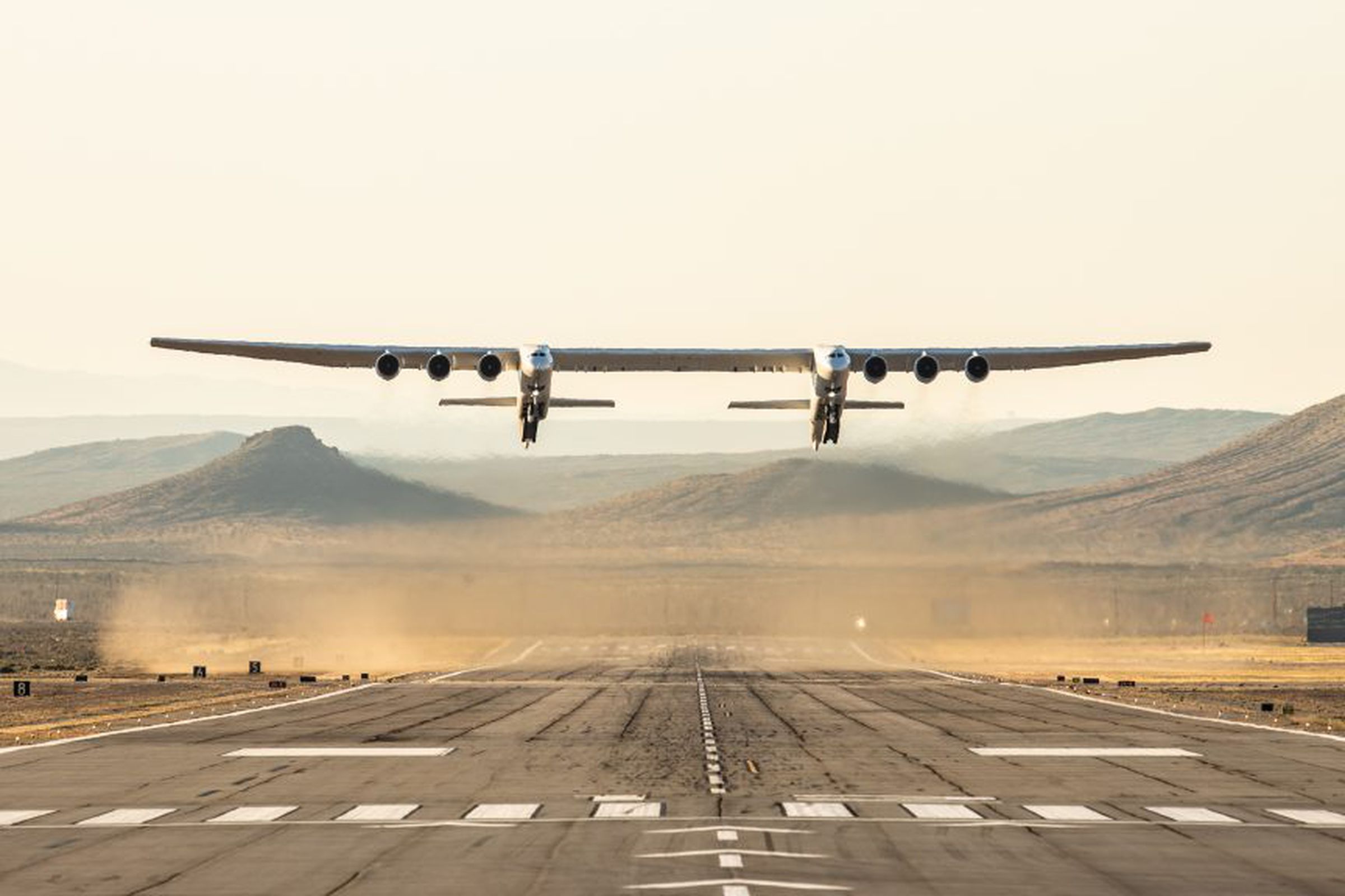 The Stratolaunch plane on its first flight