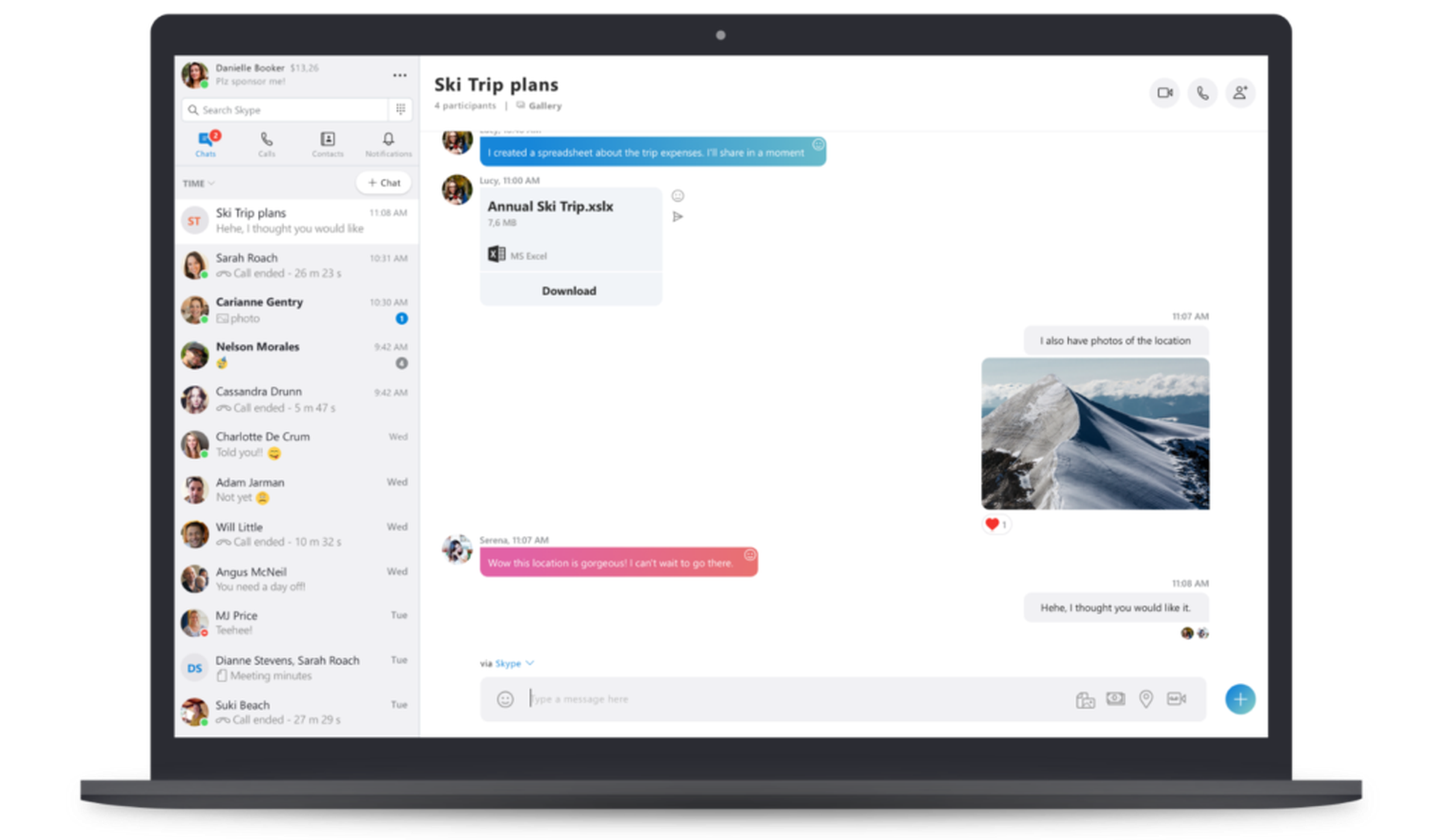 Skype’s 2018 design.