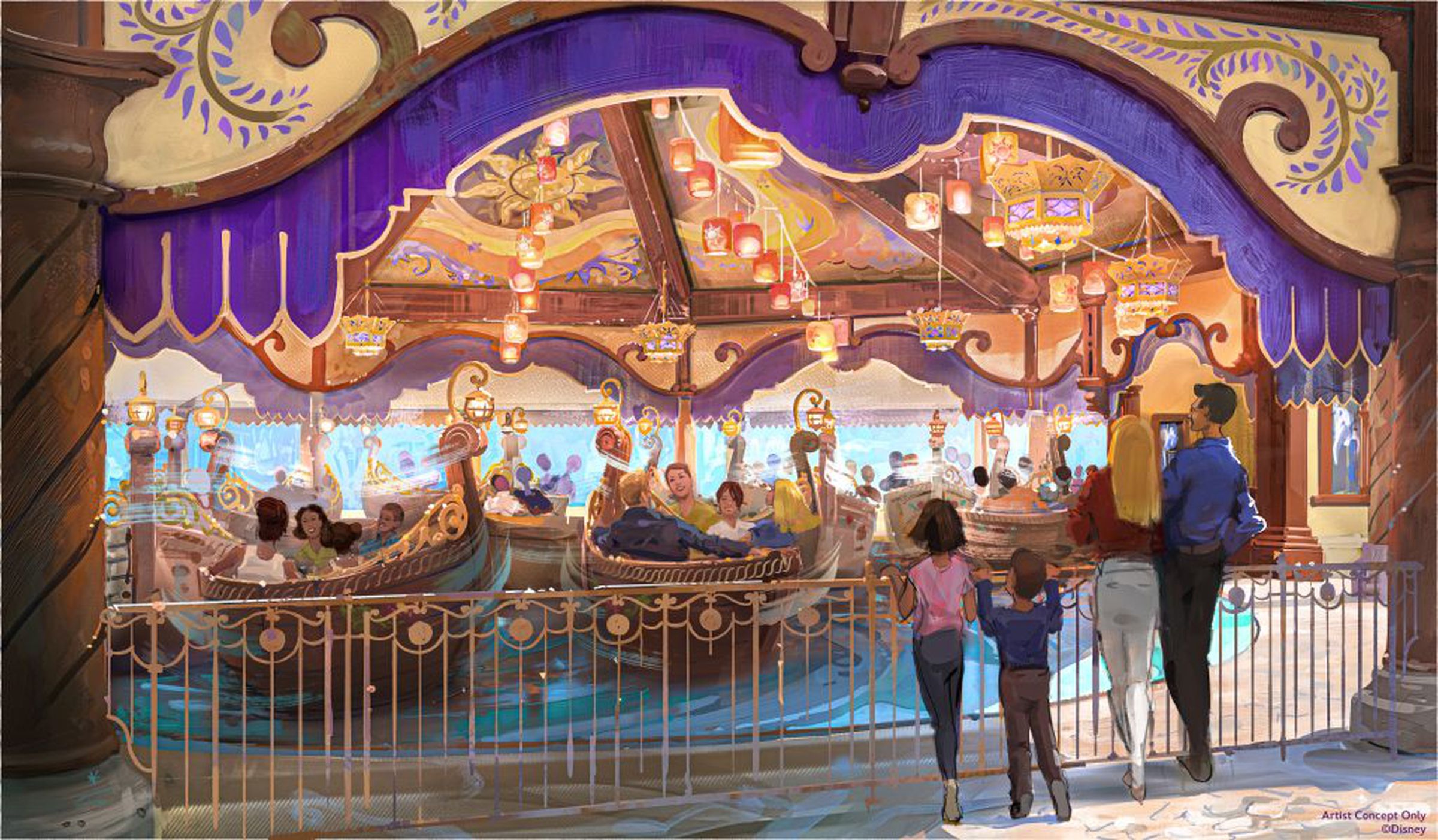 An illustration of Disney’s new Tangled-themed ride at Disneyland Paris.