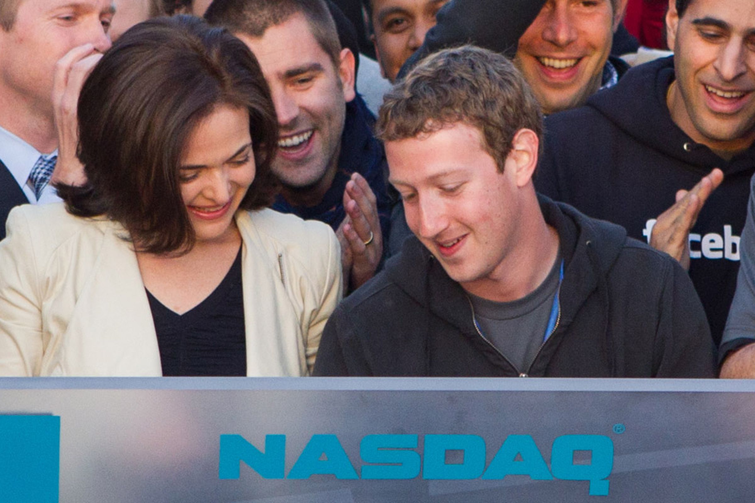 Zuckerberg and Sandberg at NASDAQ Facebook IPO