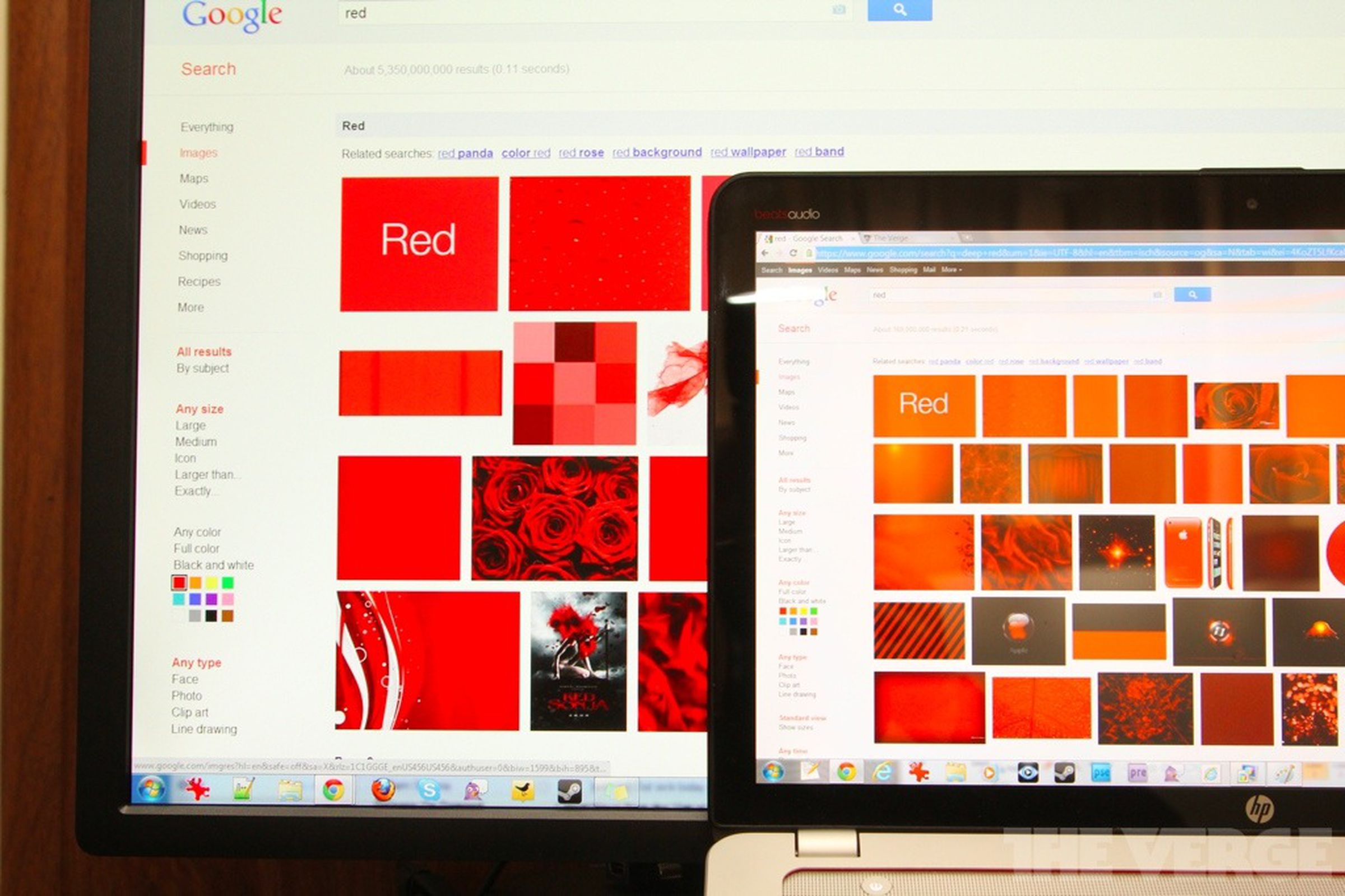 Gallery Photo: HP Envy 15 red / orange screen color comparison pictures