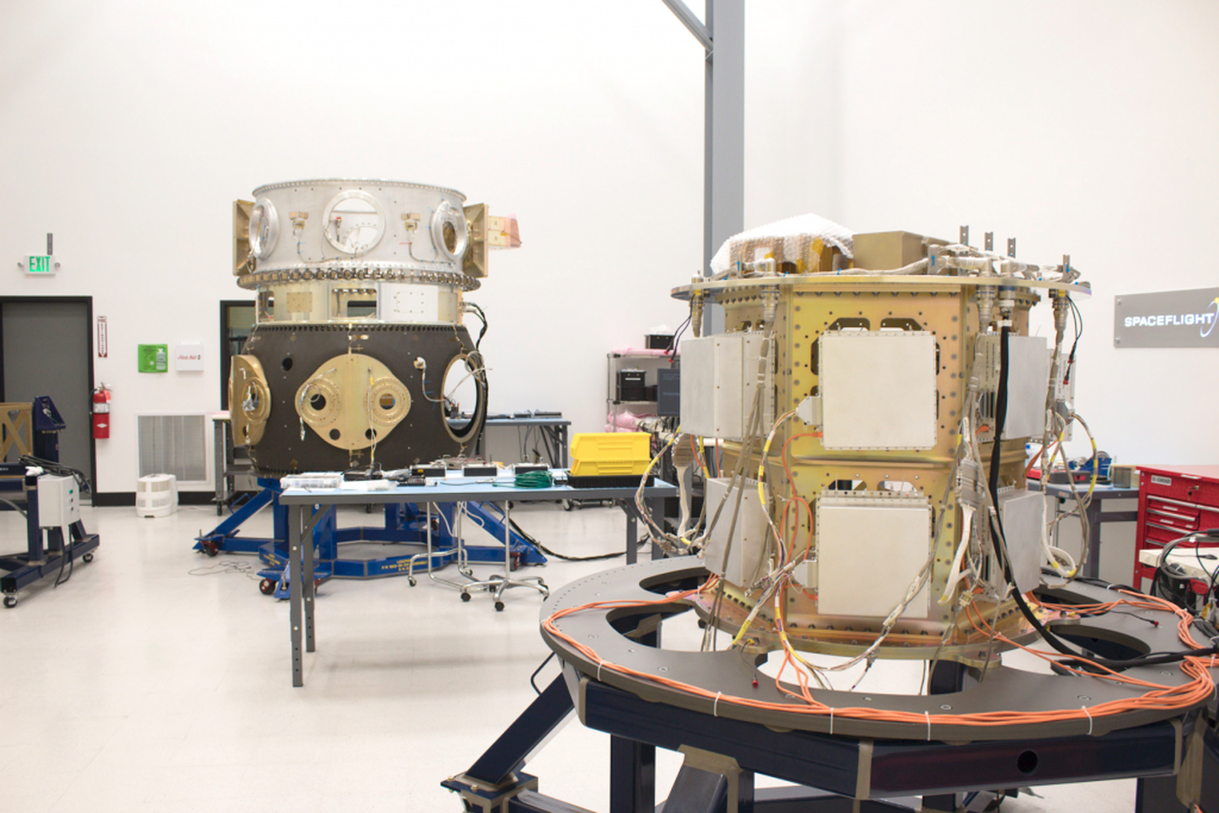 The satellites being integrated together for launch at Spaceflight’s Washington facility