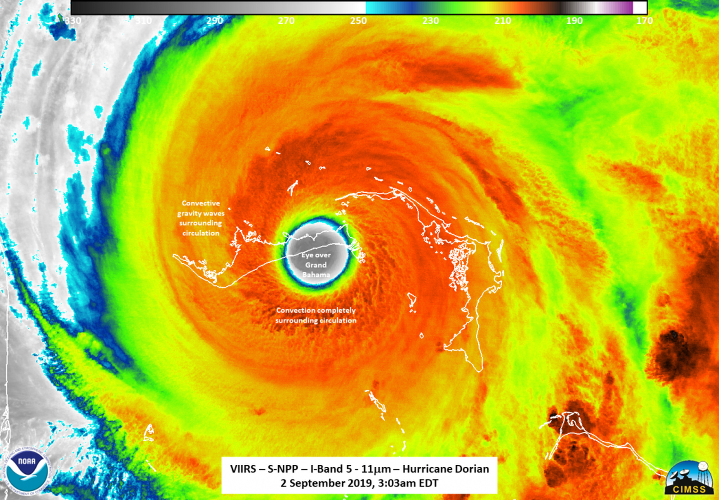 Hurricane Dorian as seen by NASA / NOAA’s Suomi NPP satellite.