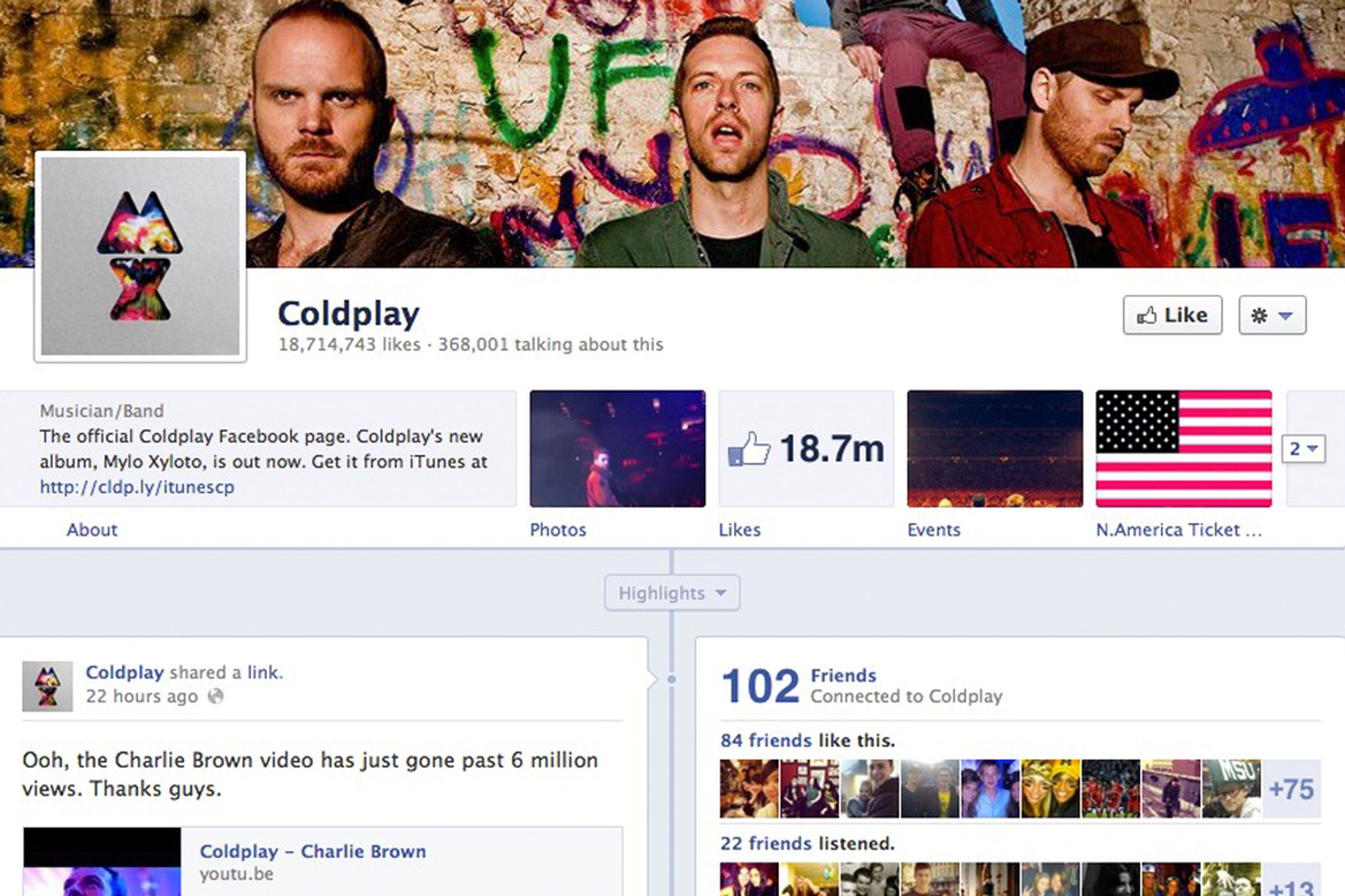 facebook timeline for brands coldplay