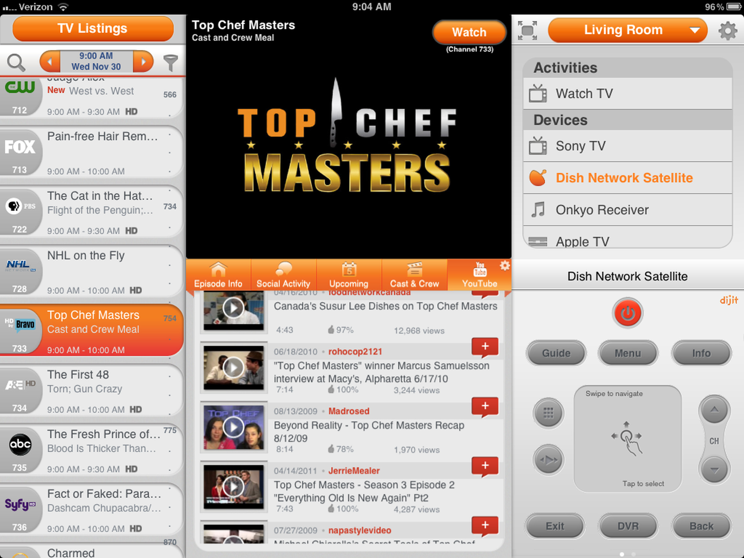 Dijit universal remote and TV guide app for iPad