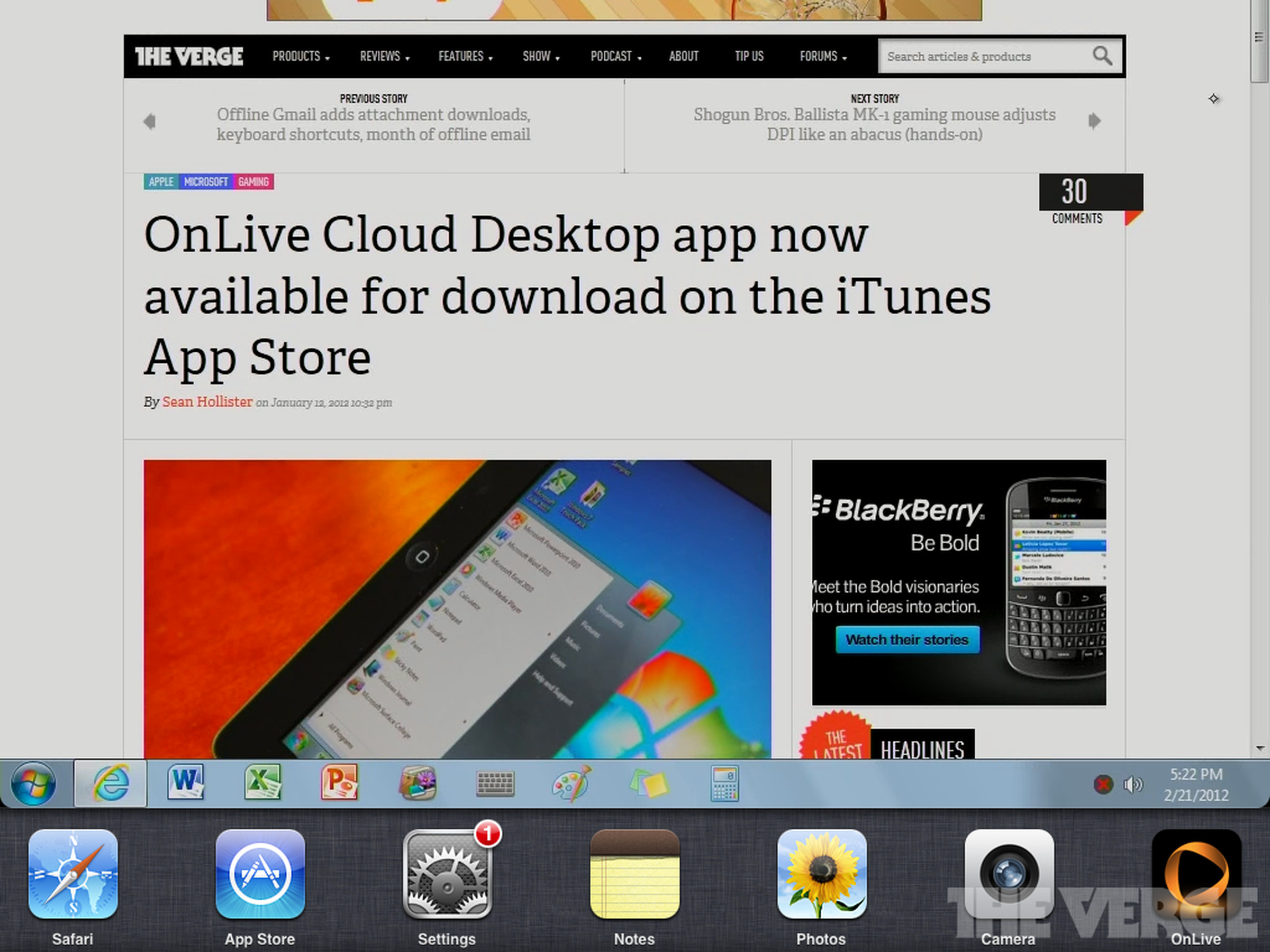 OnLive Desktop Plus cloud browser screenshots
