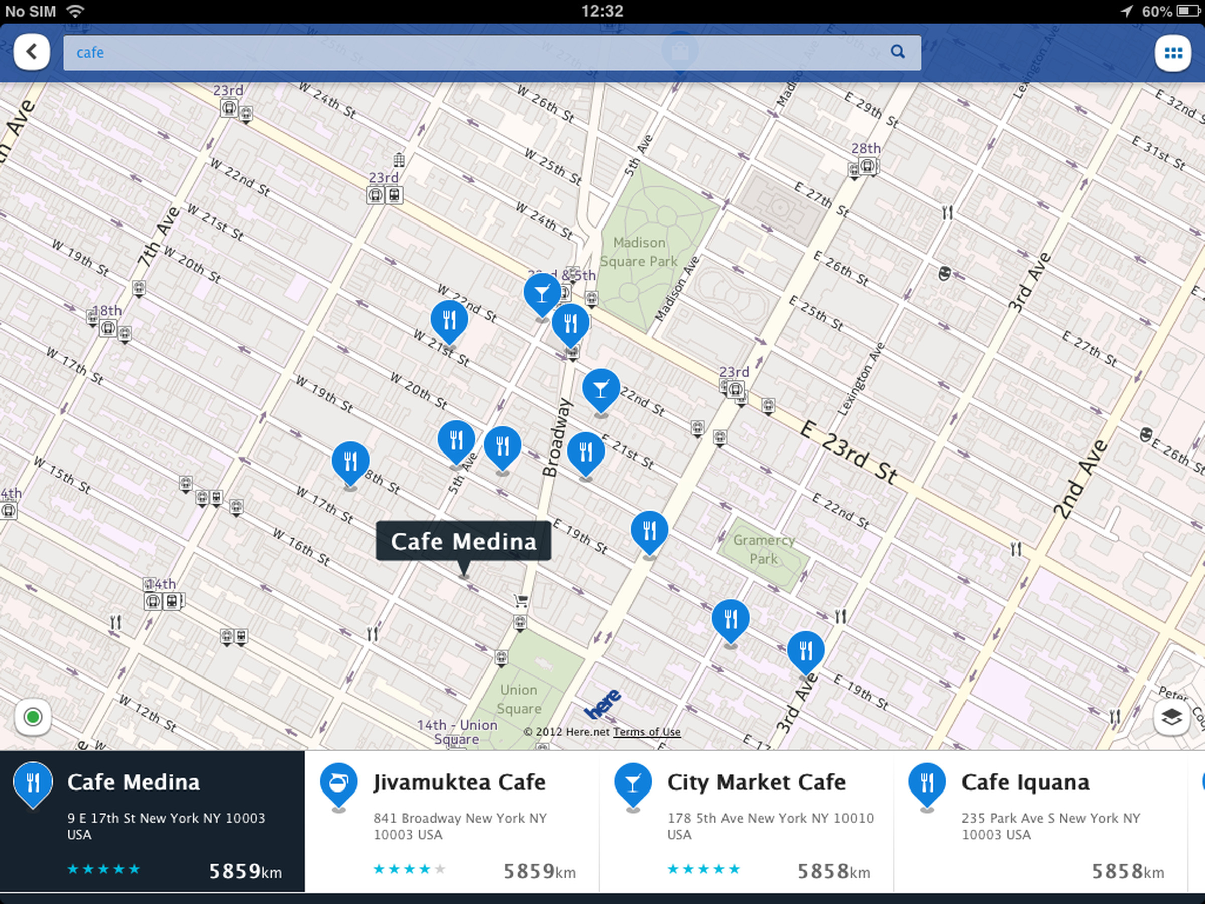 Nokia Here Maps for iOS screenshots