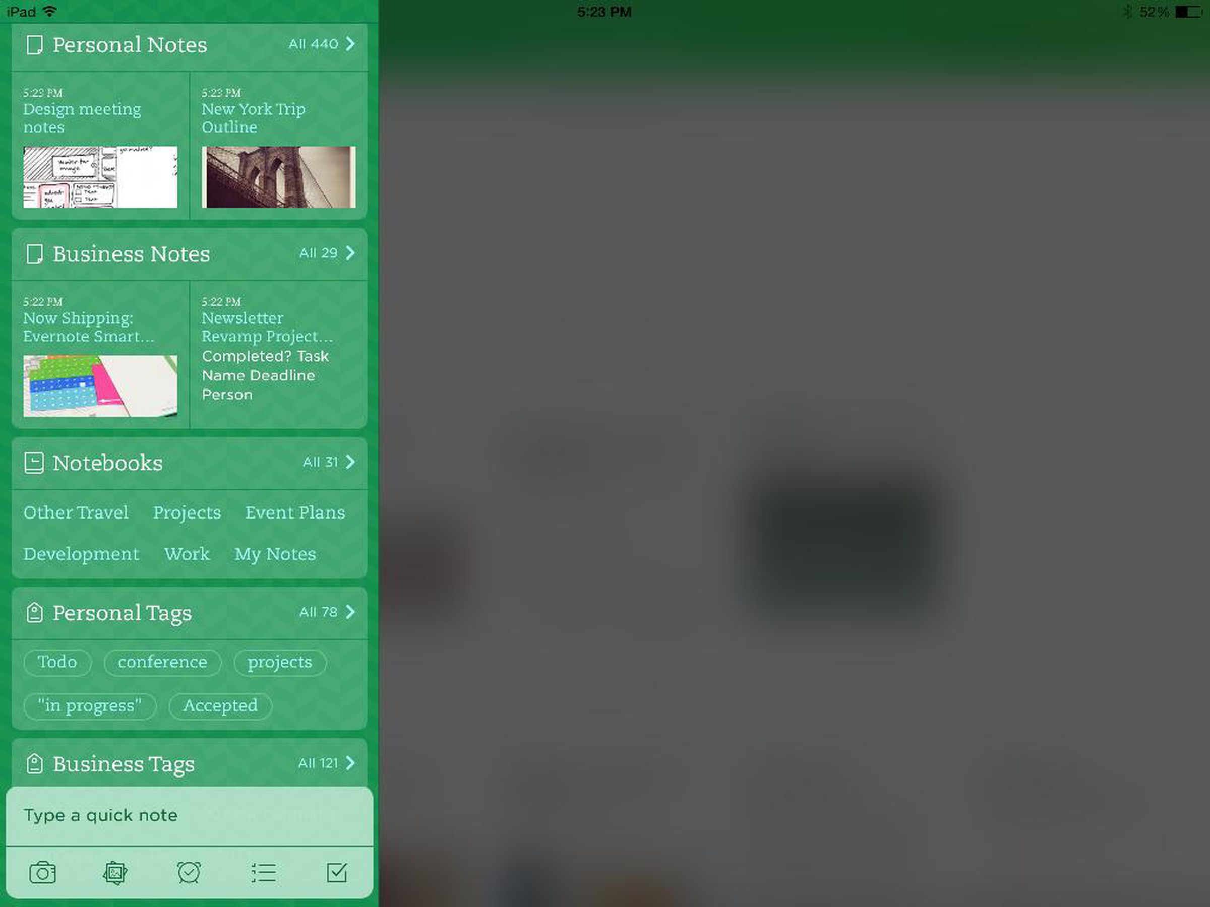 Evernote for iOS and iPad redesign press images
