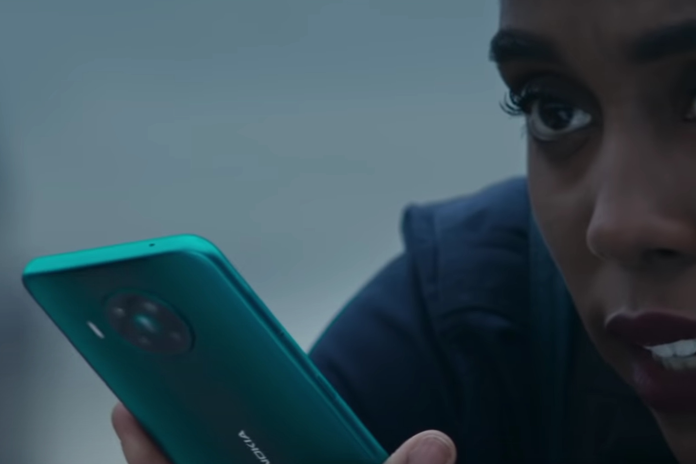 The same footage in the September 2020 version, where the phone resembles a Nokia 8.3 5G.