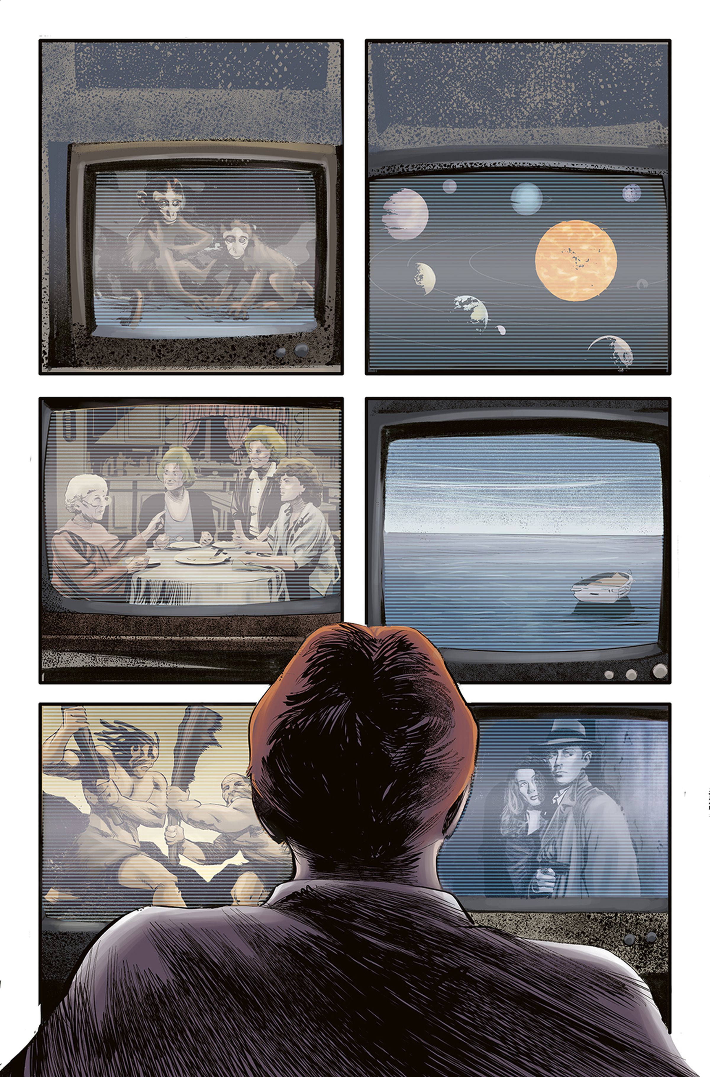 Interior art from Titan Comics’ graphic novelization of The Man Who Fell to Earth.