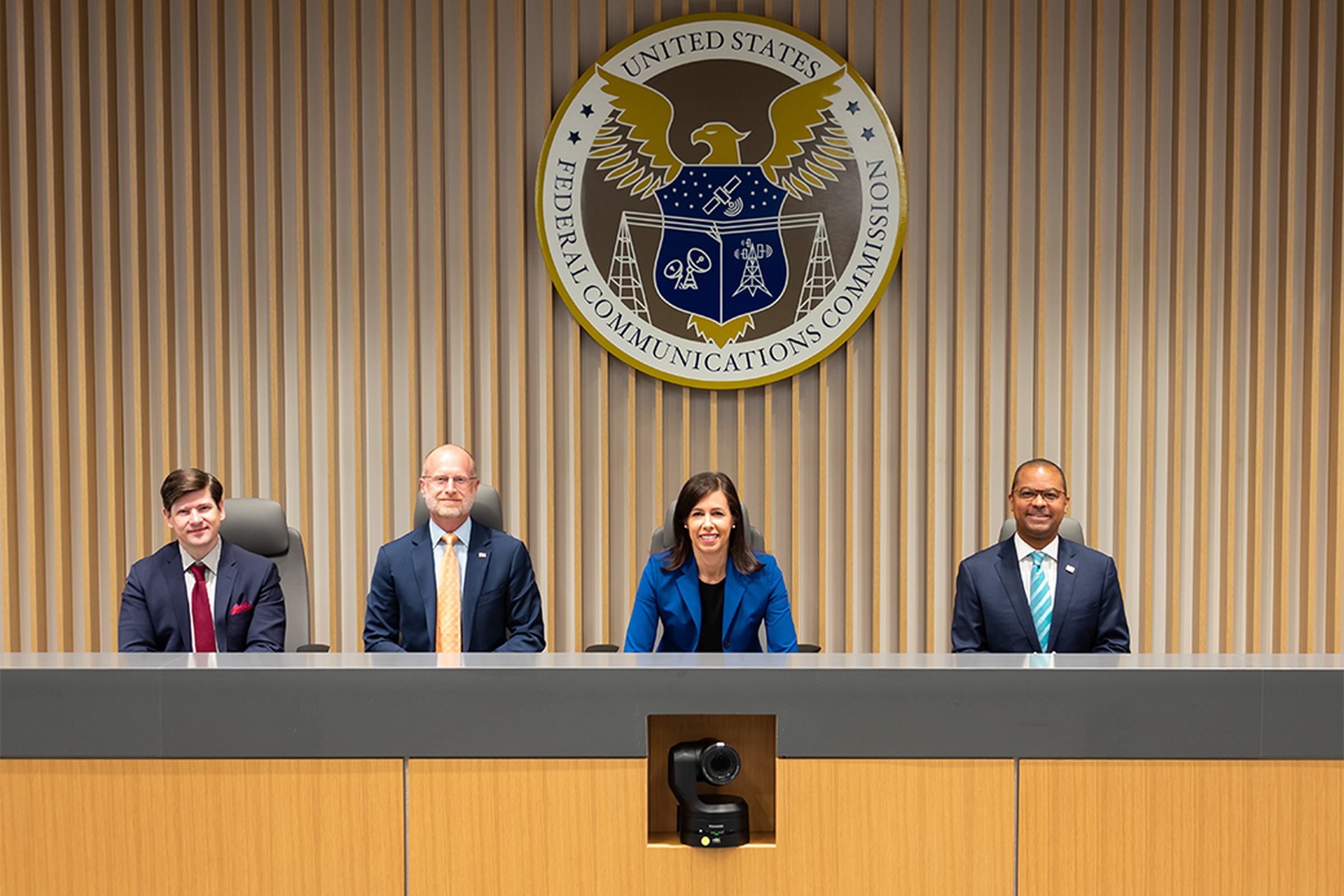 A picture of the four current commissioners of the FCC.