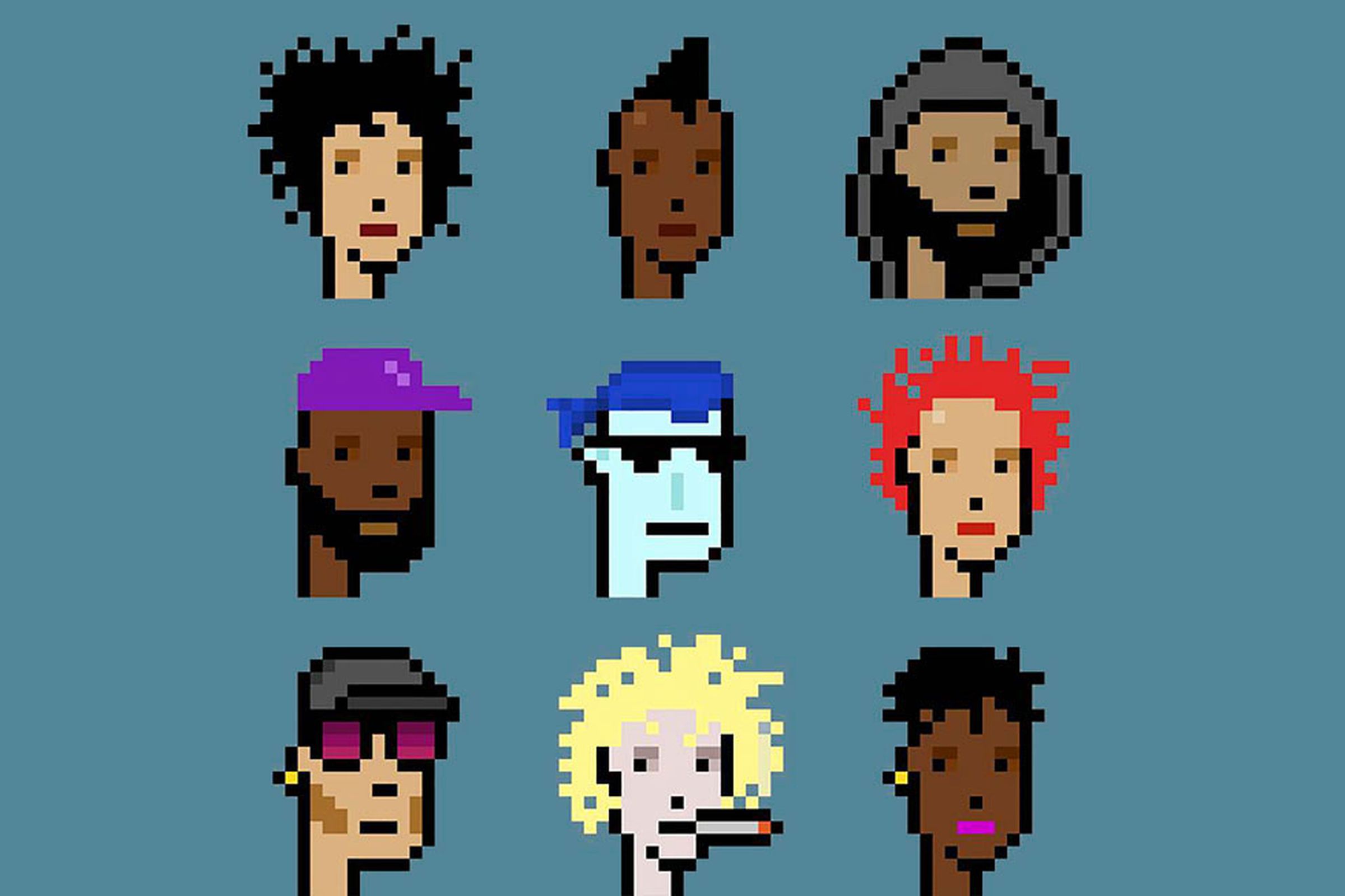 The collection features nine portraits, including one alien.