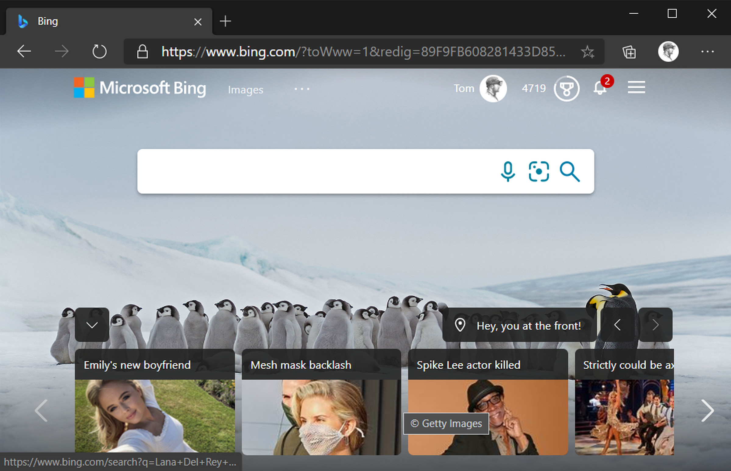Microsoft’s new Bing homepage.