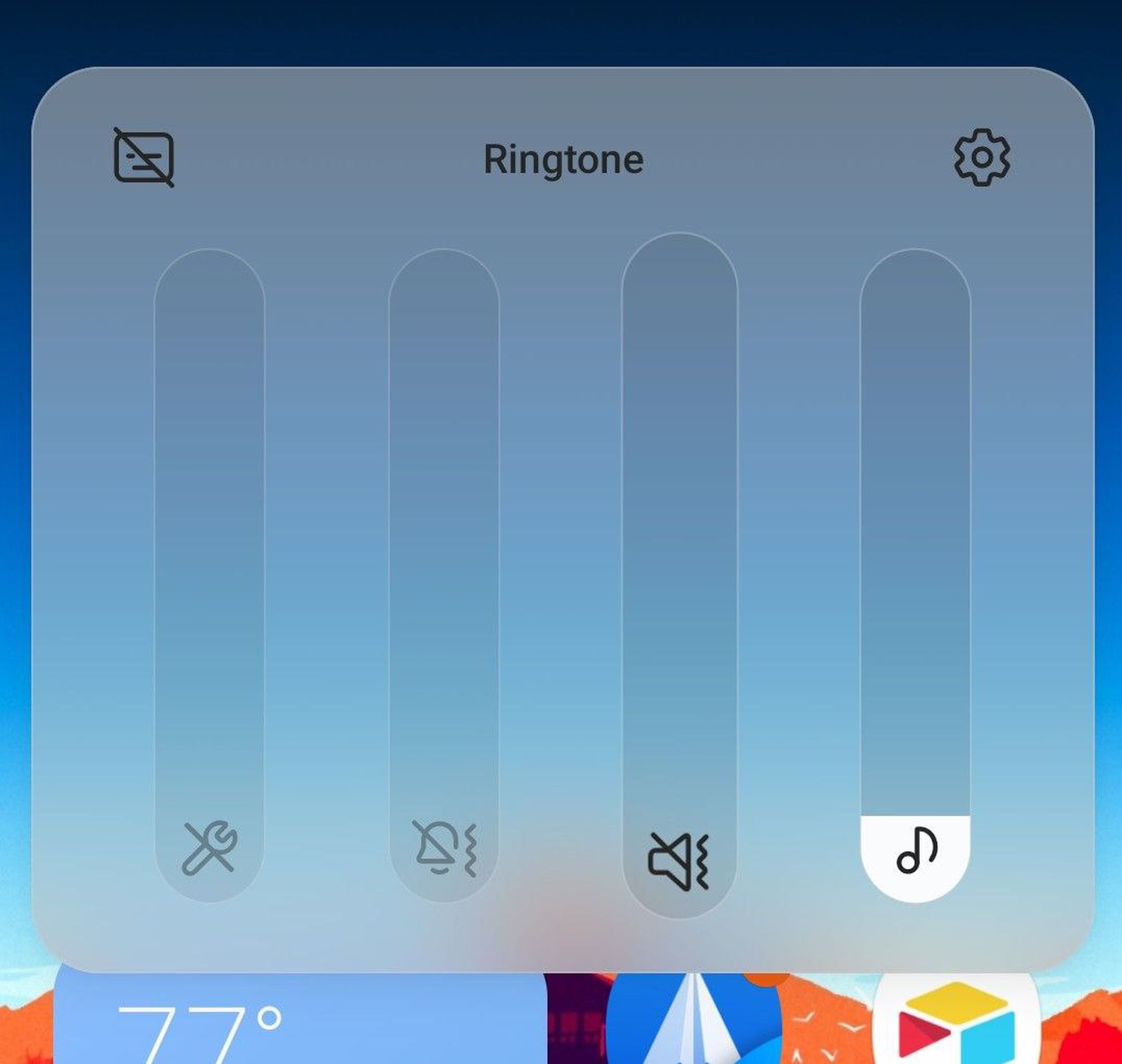 Samsung’s current interface for managing volume — turning the third slider down all the way puts your phone on vibrate, silencing Twitter’s refresh noise.