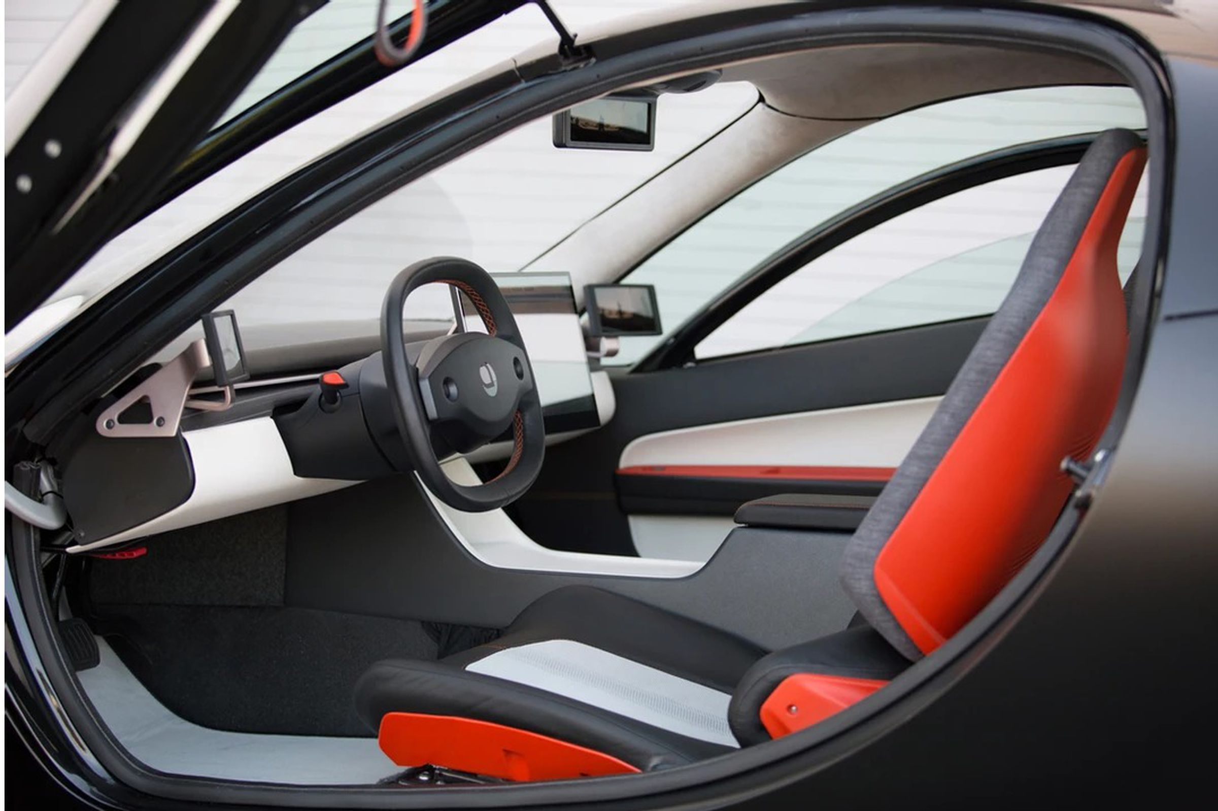 The interior of Aptera’s new electric vehicle