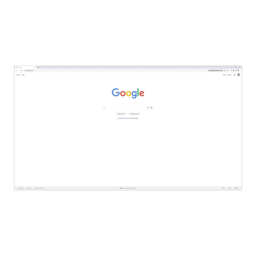Google Chrome'un yeni Bellek tasarrufu modunu çalışırken gösteren bir gif. GIF, görev çubuğunu yakınlaştırır ve örnek bir metin kutusu sağlar.