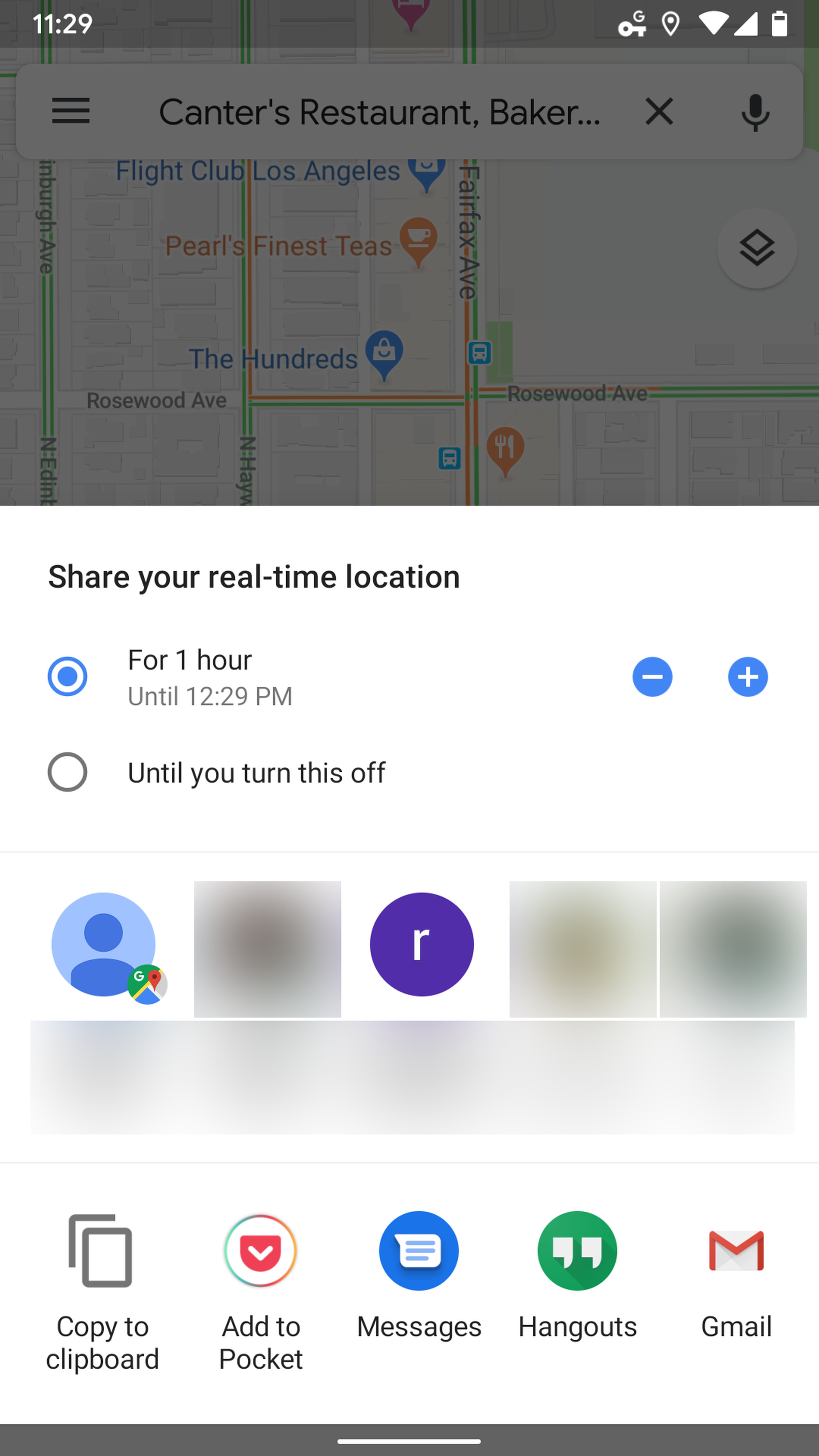 Google Maps, location sharing