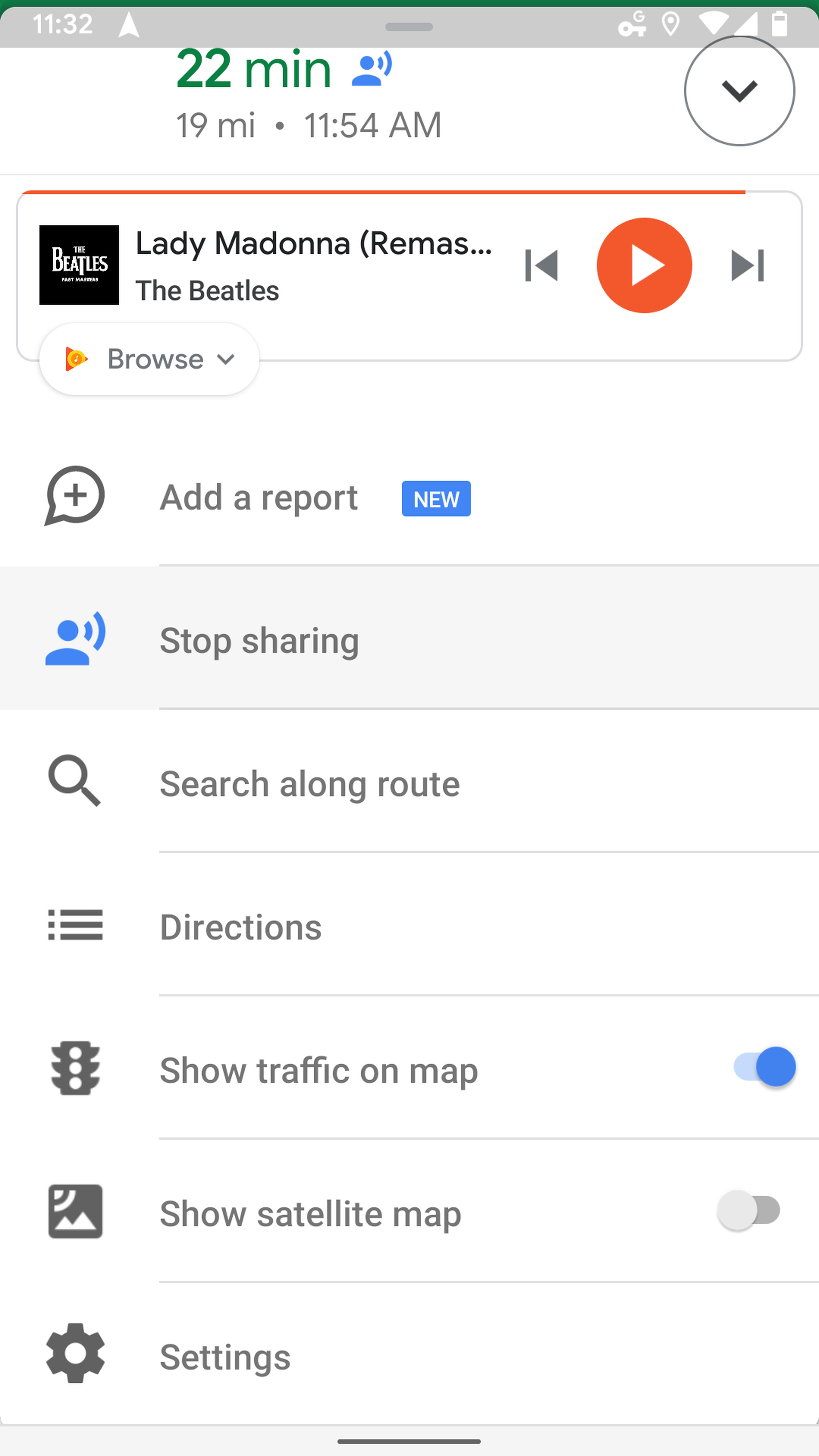 Google Maps - progress sharing