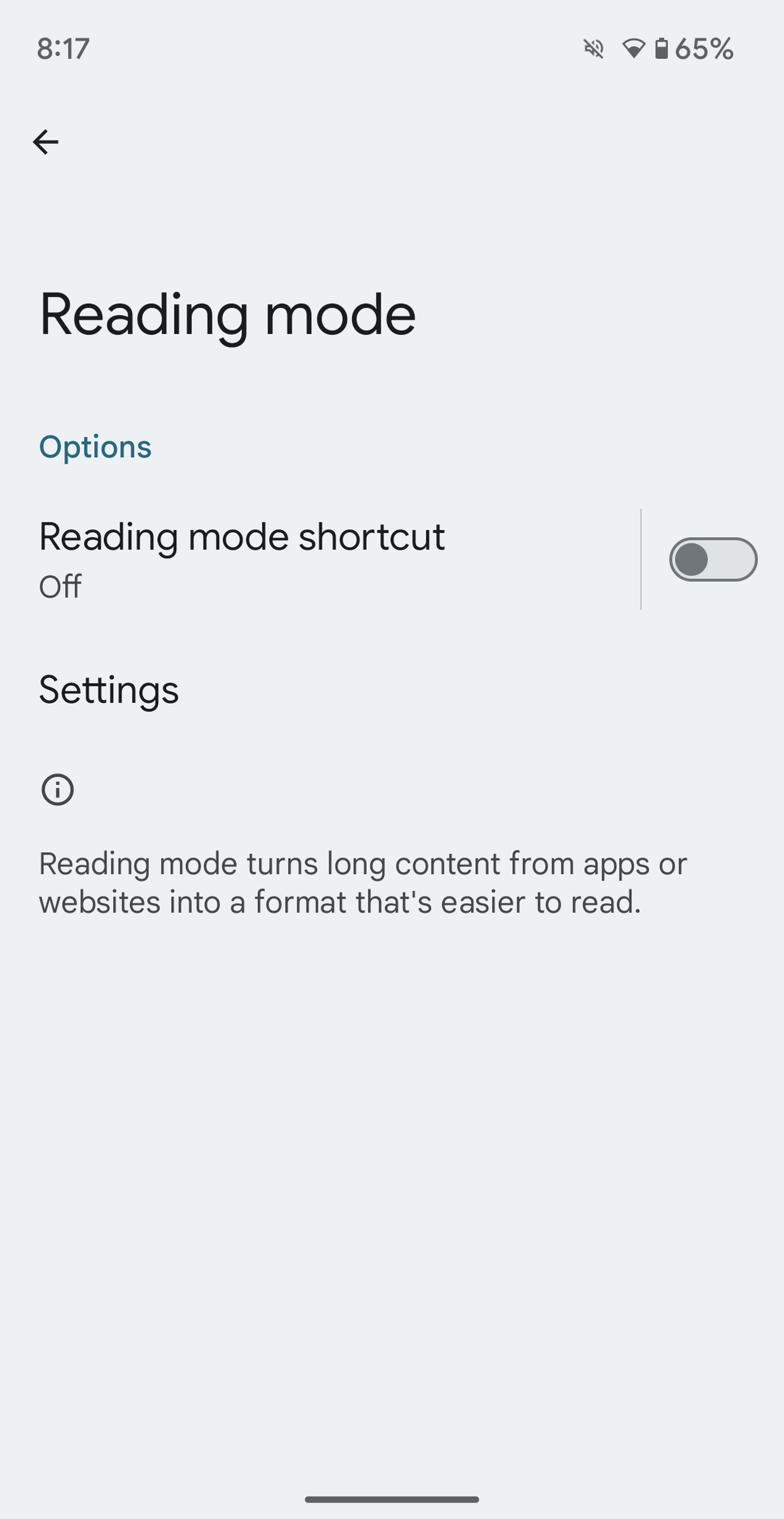 <em>Reading Mode’s controls are found in your phone’s Accessibility settings.</em>