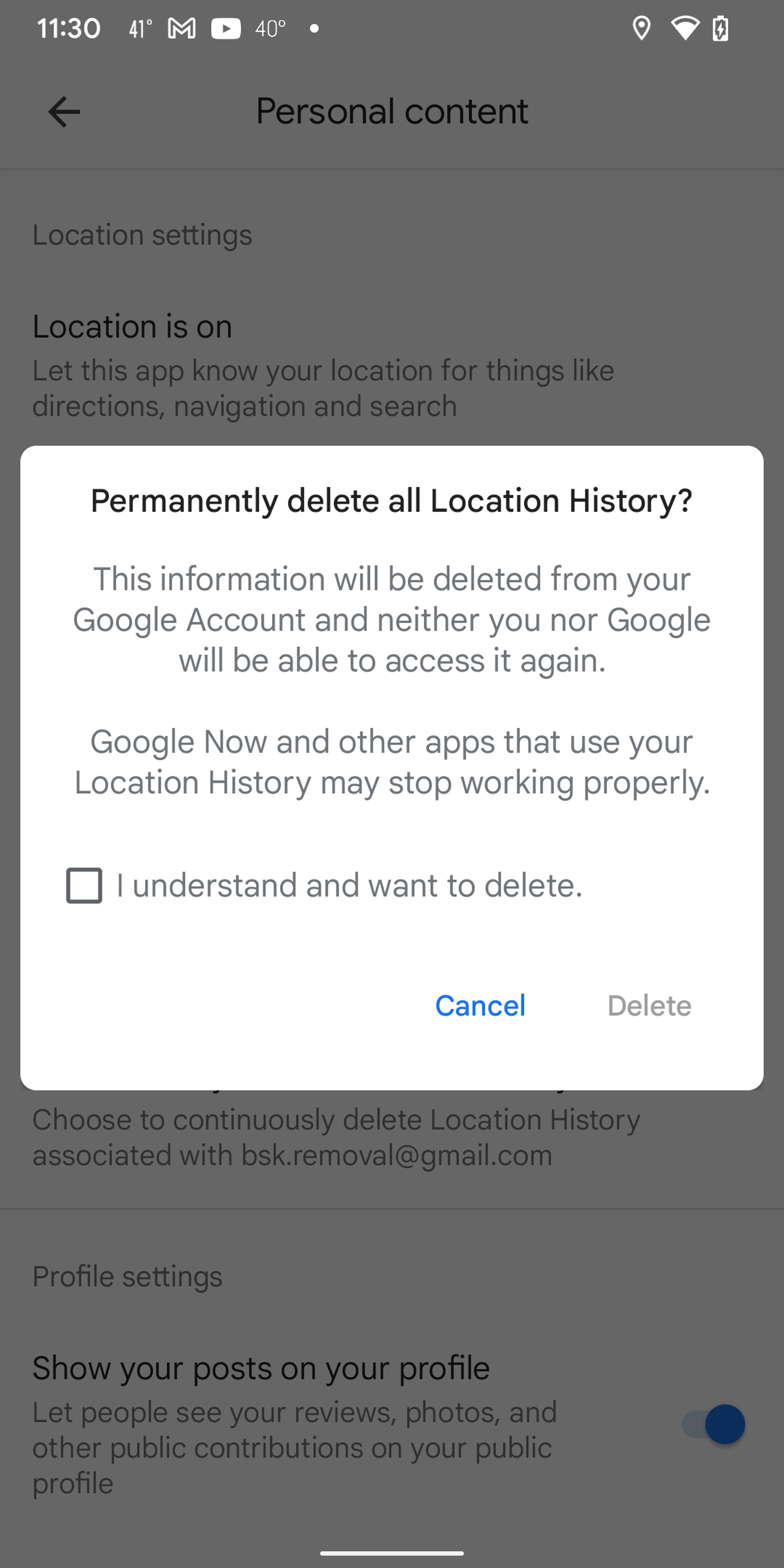 Google will always give you a last chance to back out.