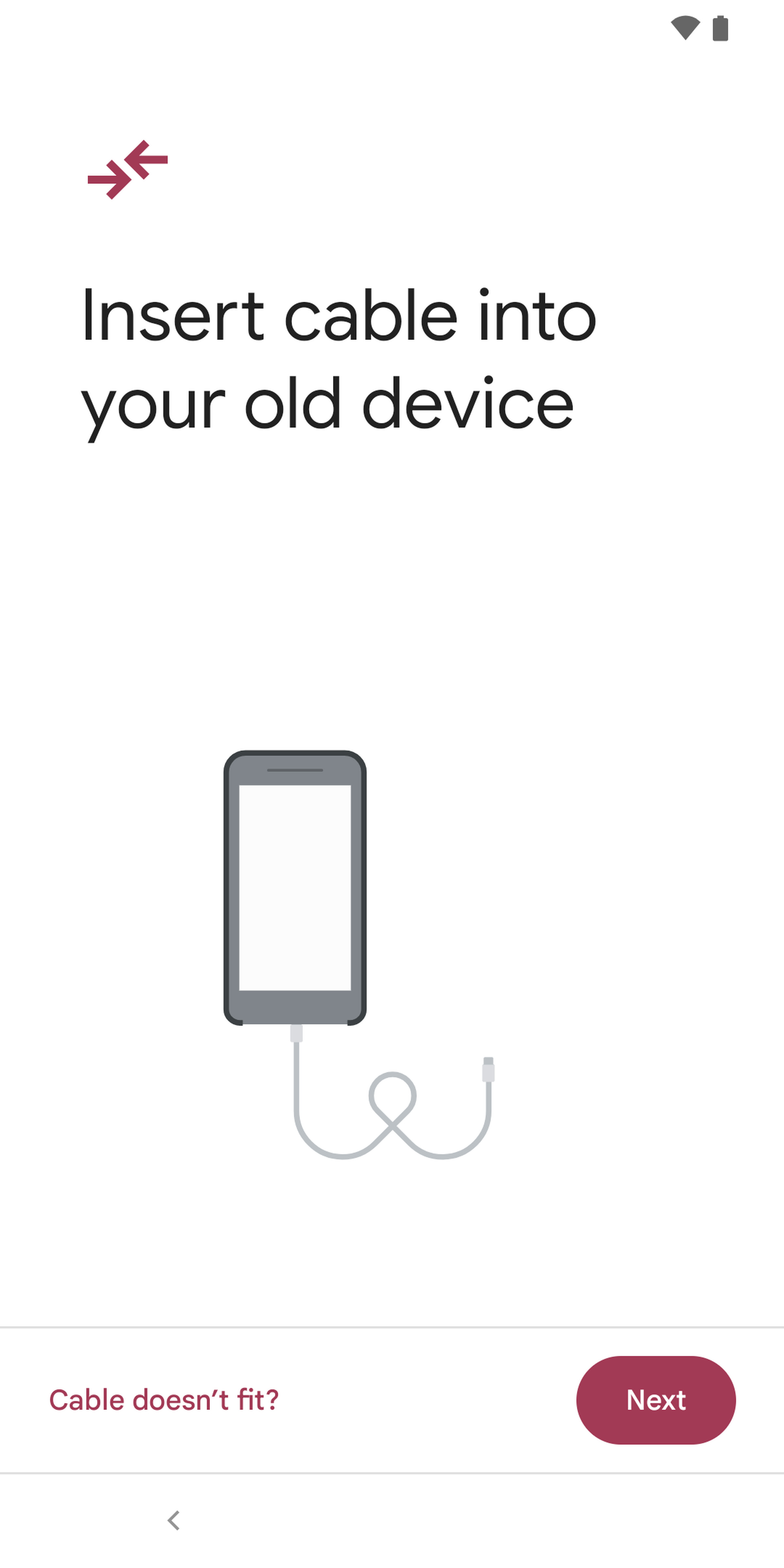 Page: Insert cable into your old device