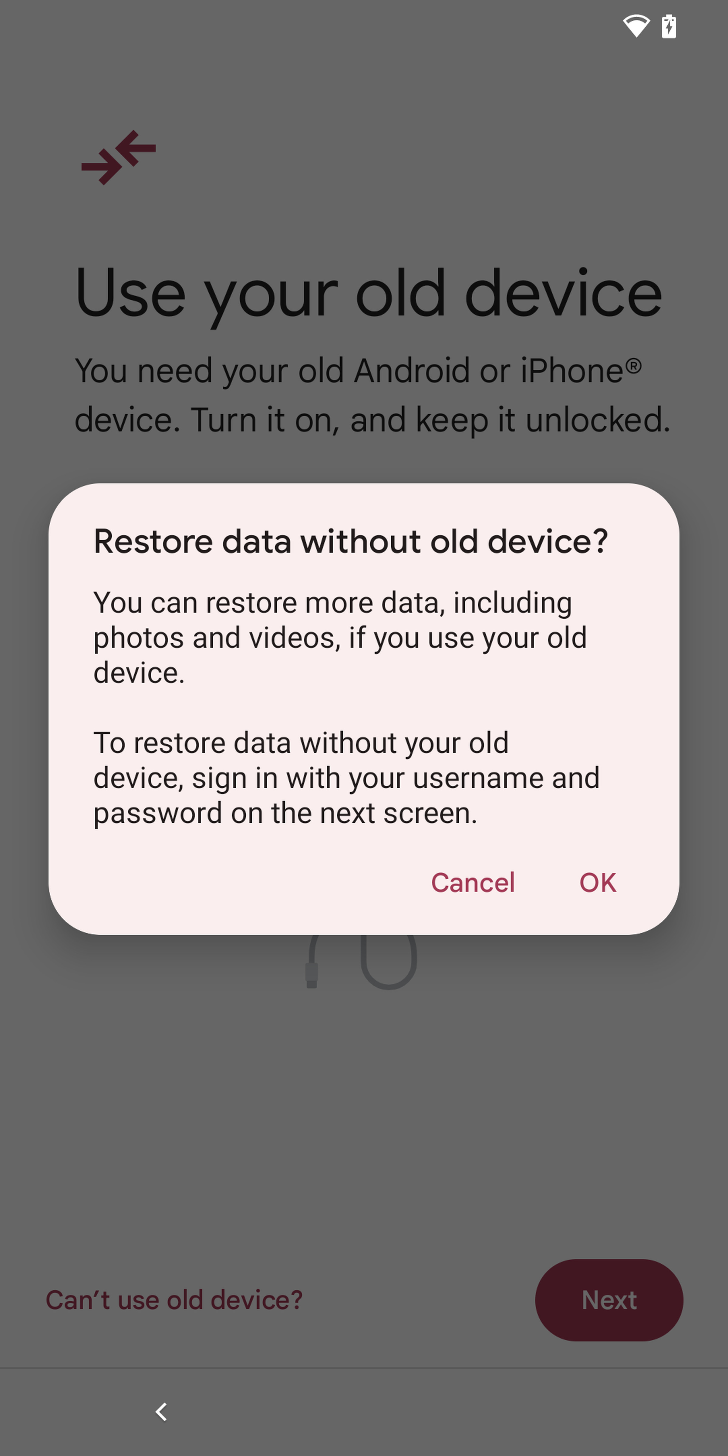 Page: Restore data without old device?