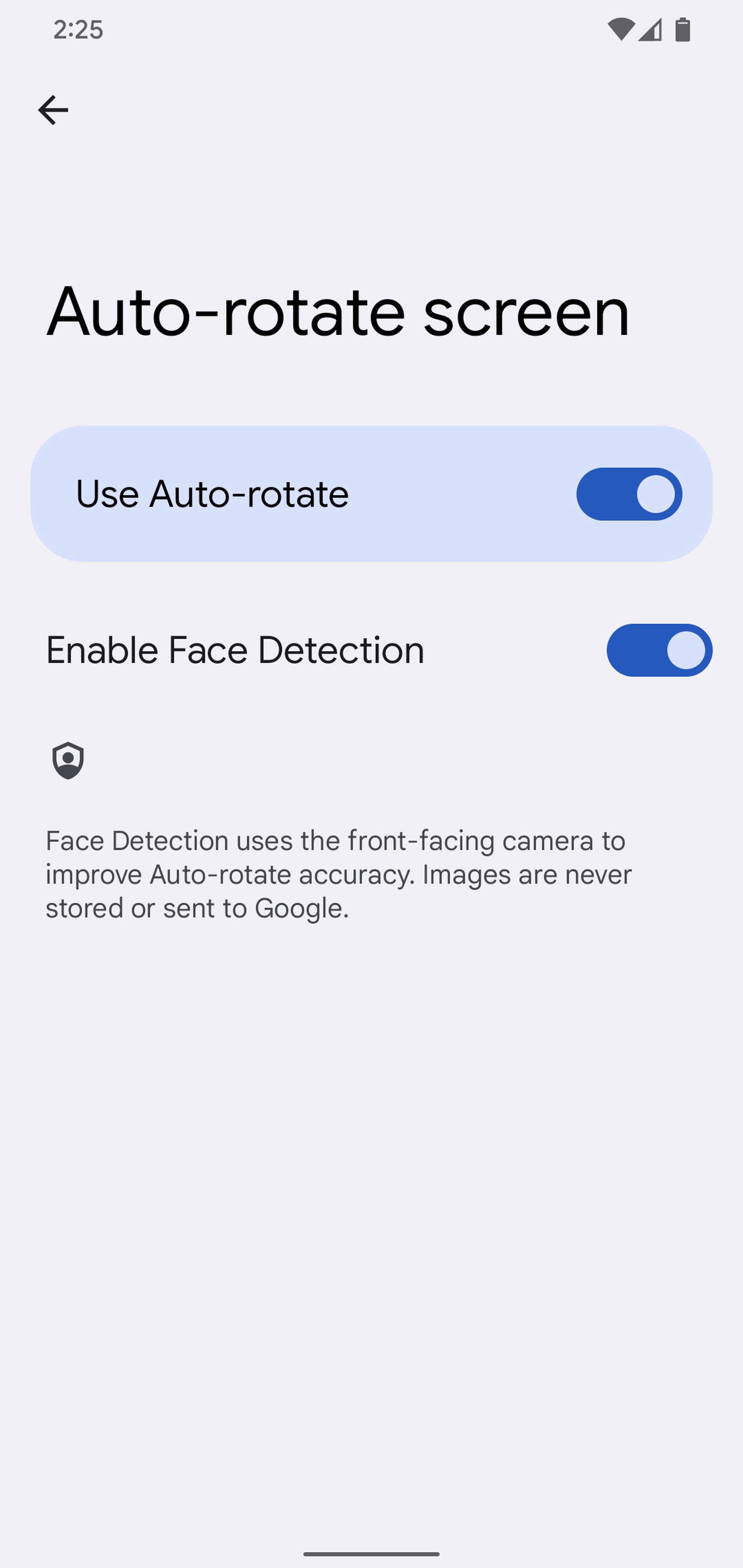 Once you turn on the auto-rotate, you can then enable face detection.