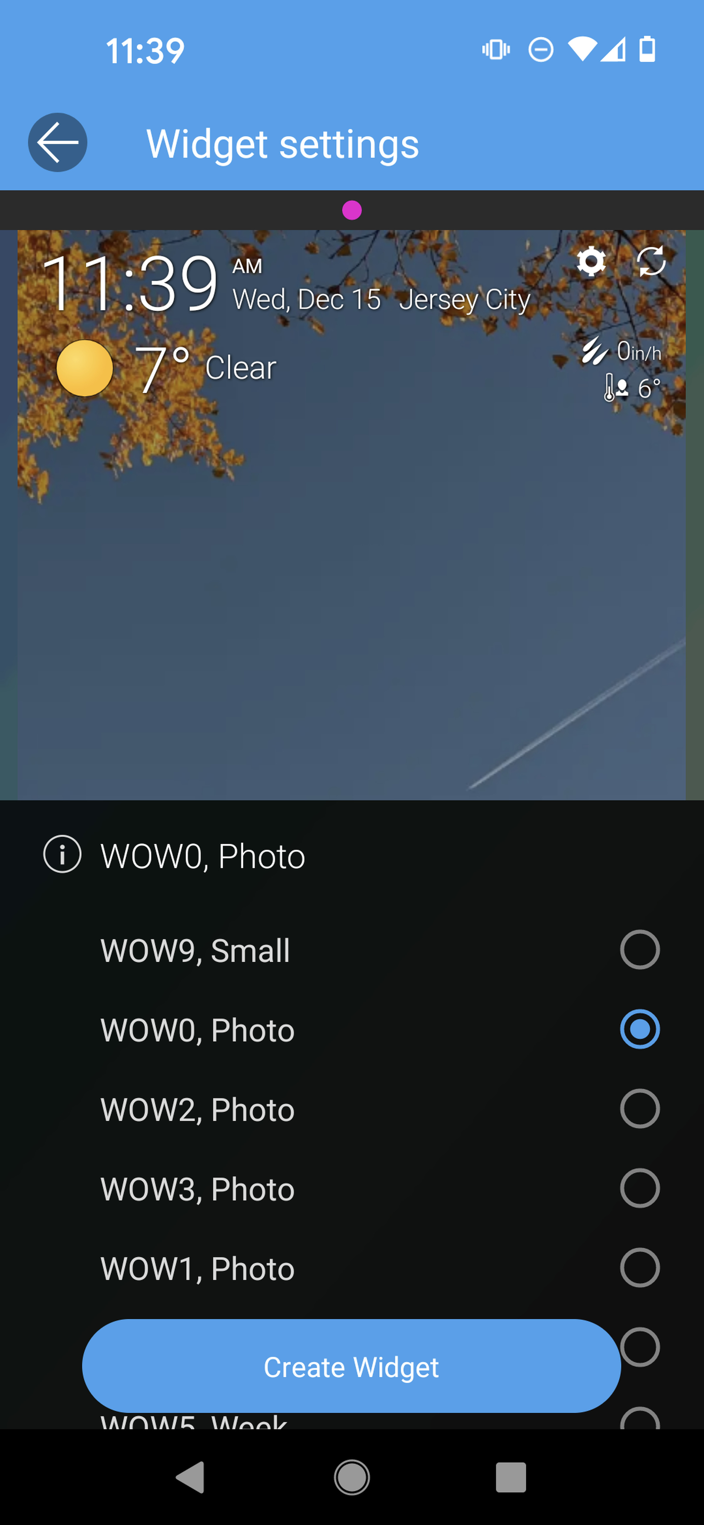 Weawow widget customization options