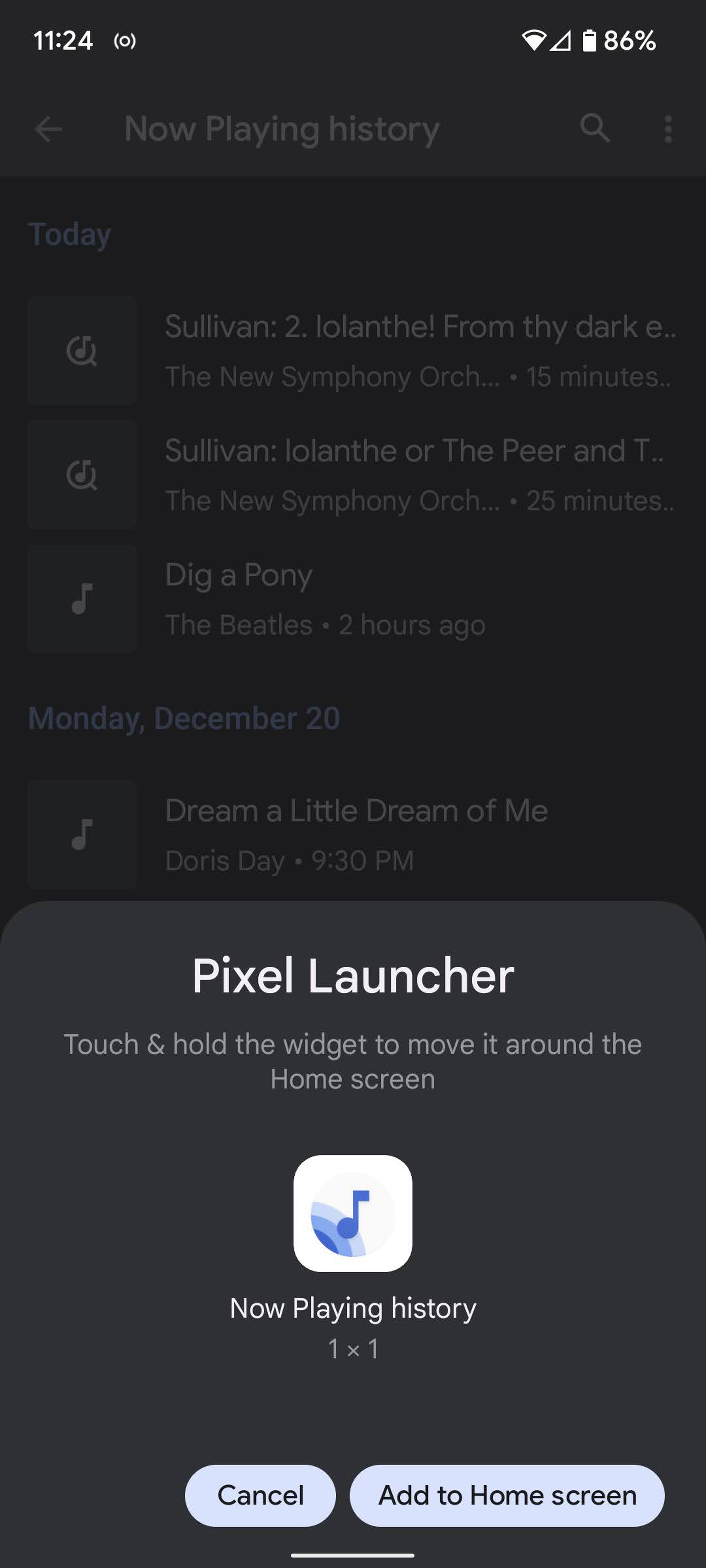 You can add a Now Playing widget to your home screen.