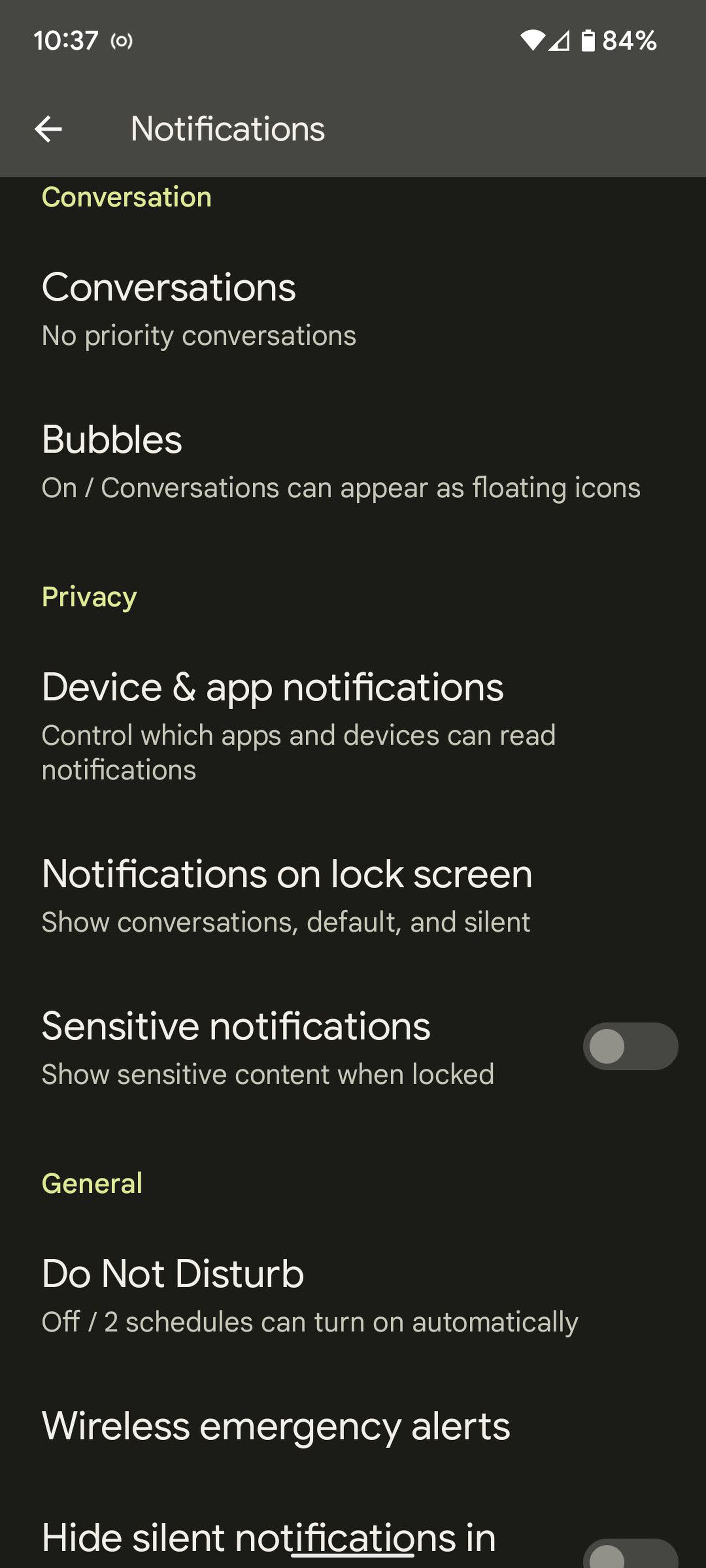 Select Notifications on lock screen to enable that feature