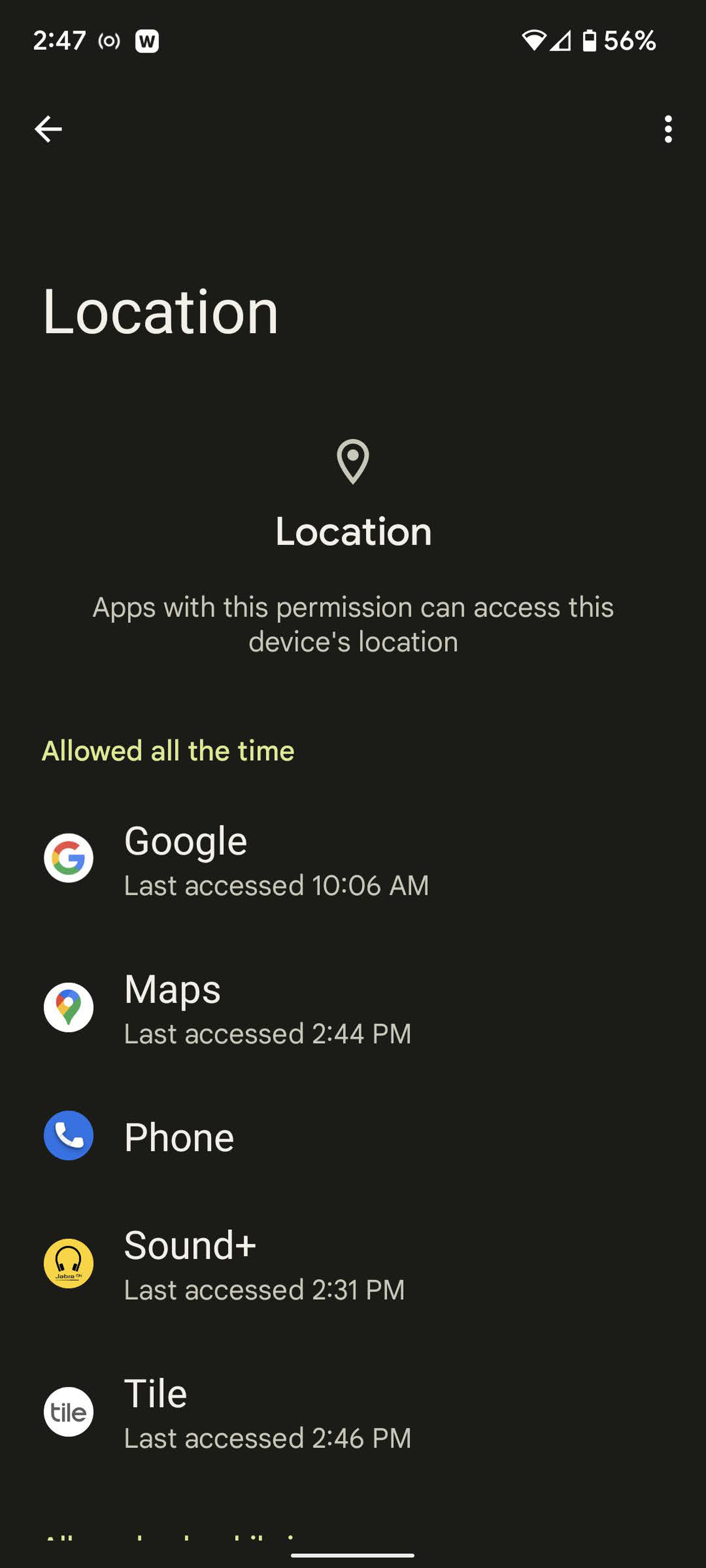Once Location is enabled, you can tweak the settings of your various apps.