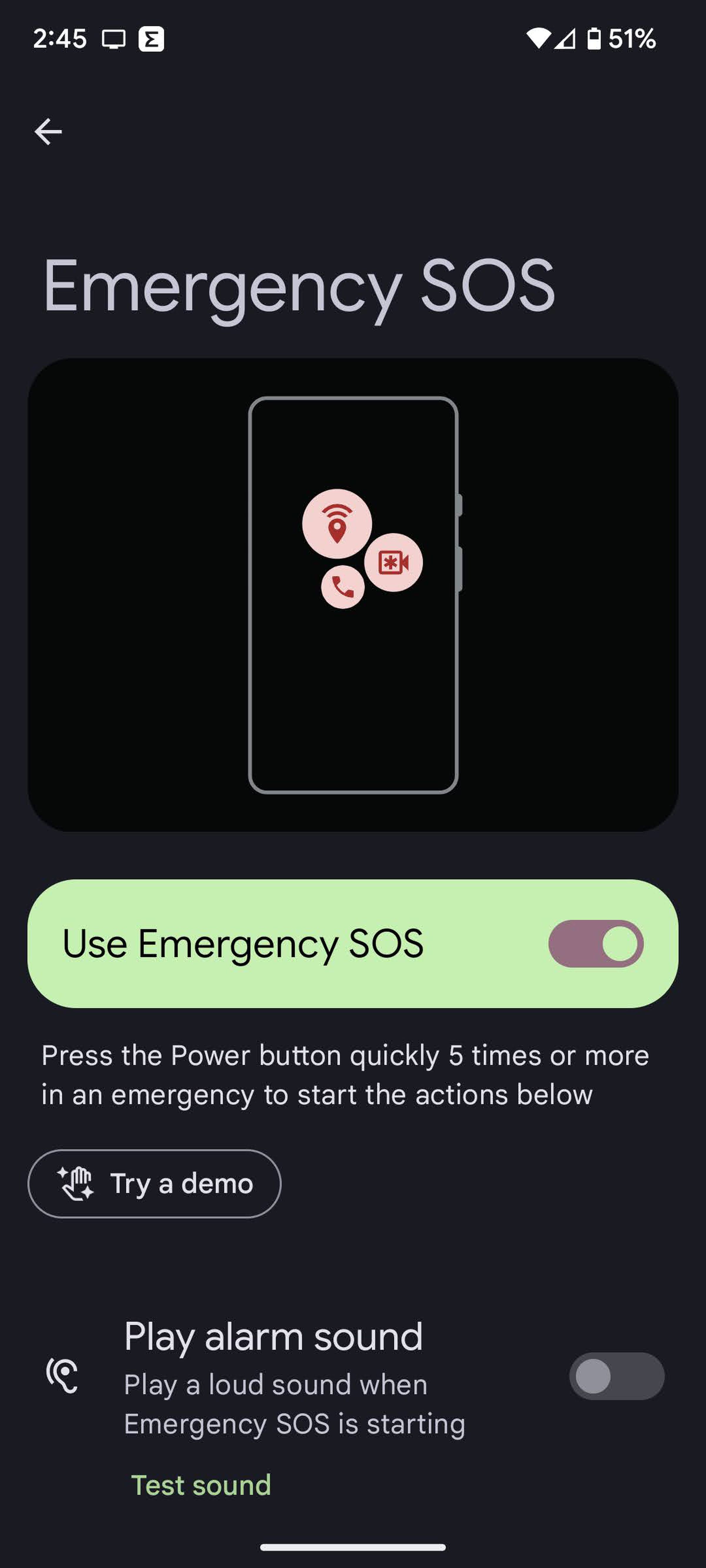 Emergency SOS screen
