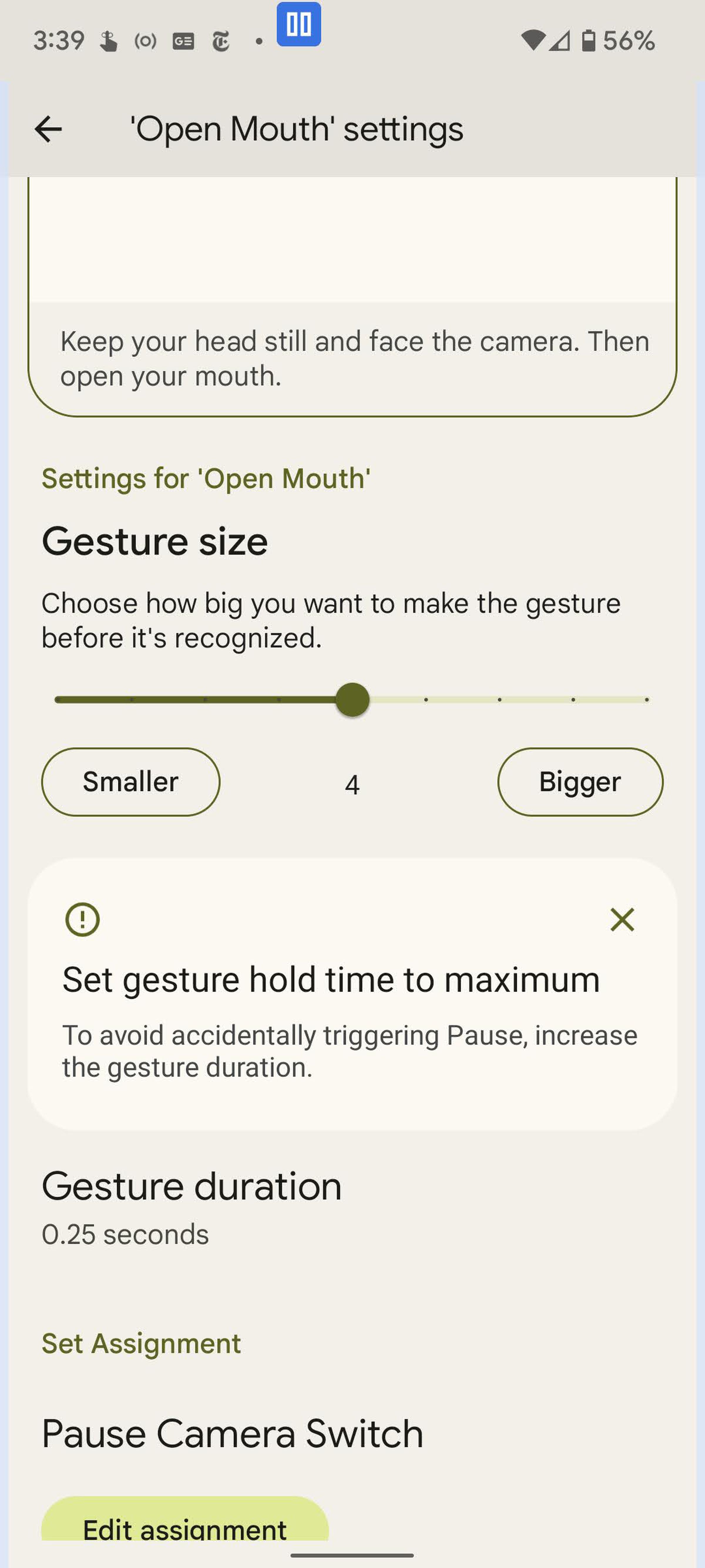 You can set the duration of each gesture.