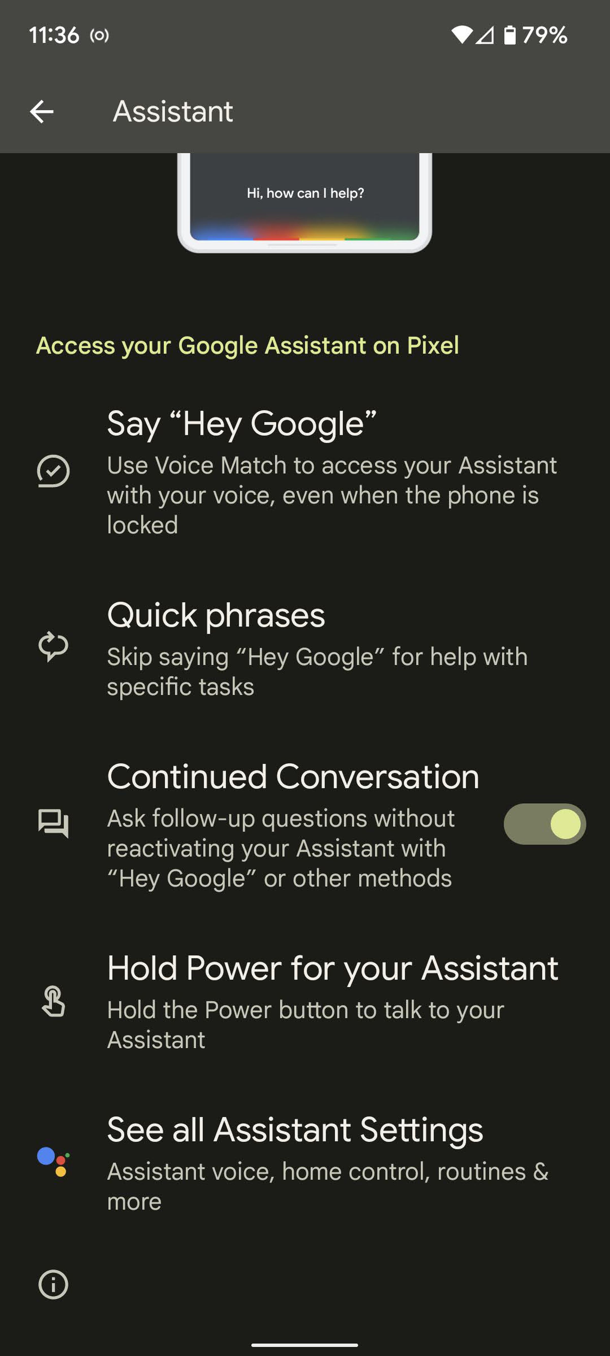 In your Assistant settings, select See all Assistant Settings