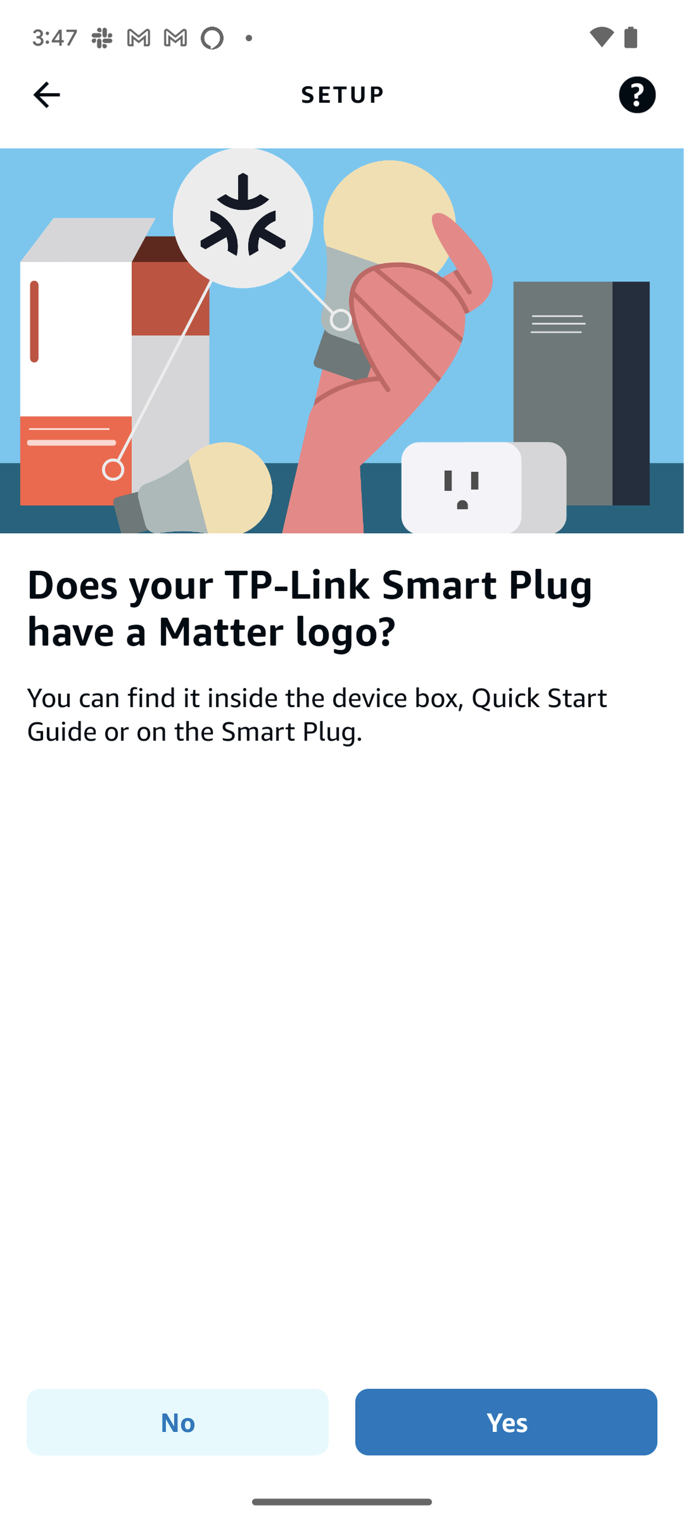 <em>It asked if the device had a Matter logo.</em>