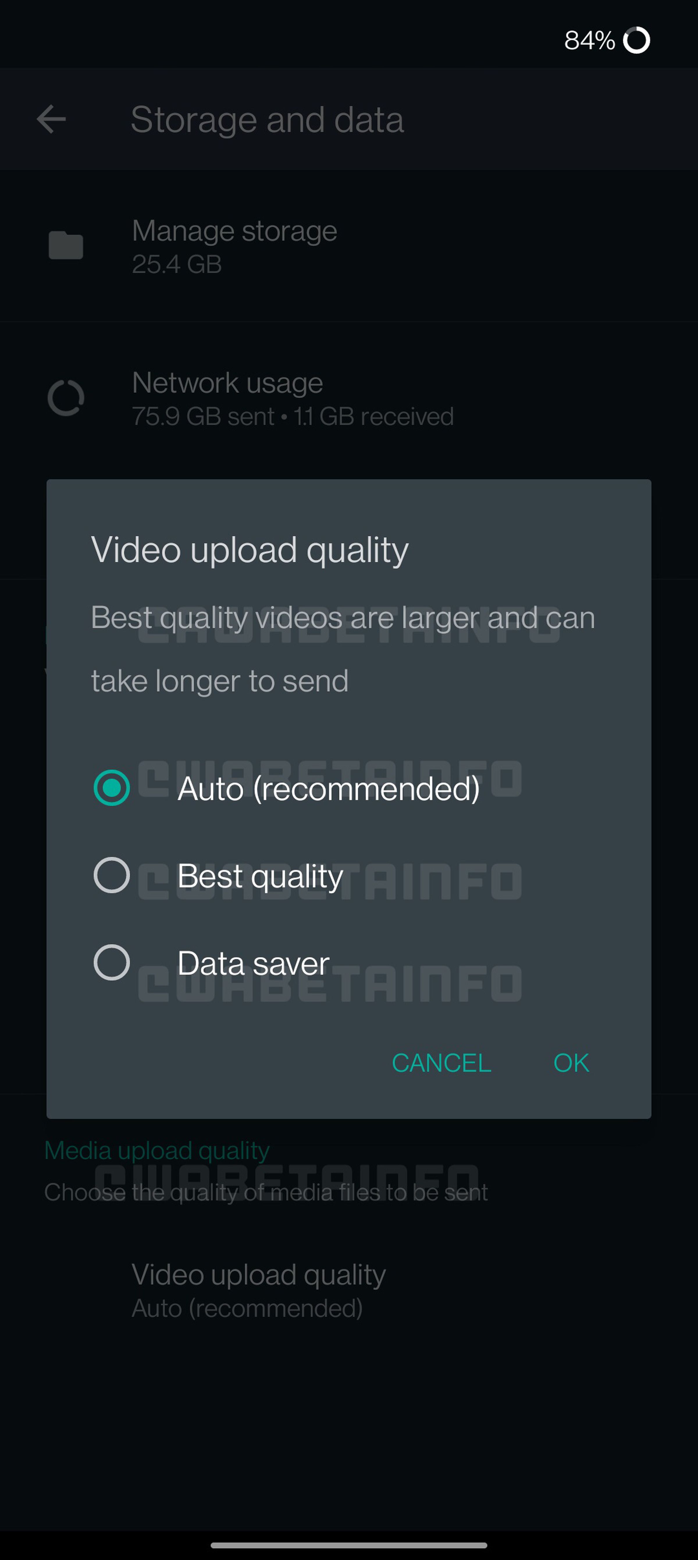 The in-development option for video quality.