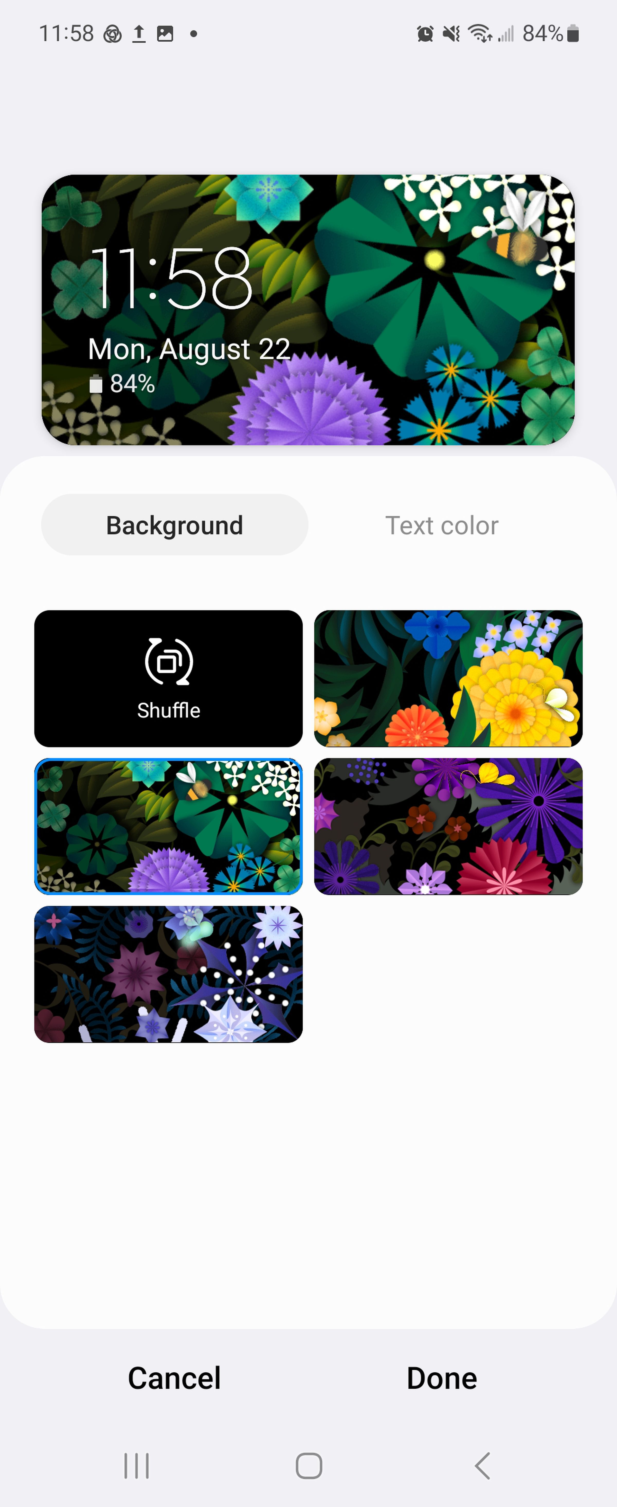 Some of the graphical backgrounds offer variations and color customizations.