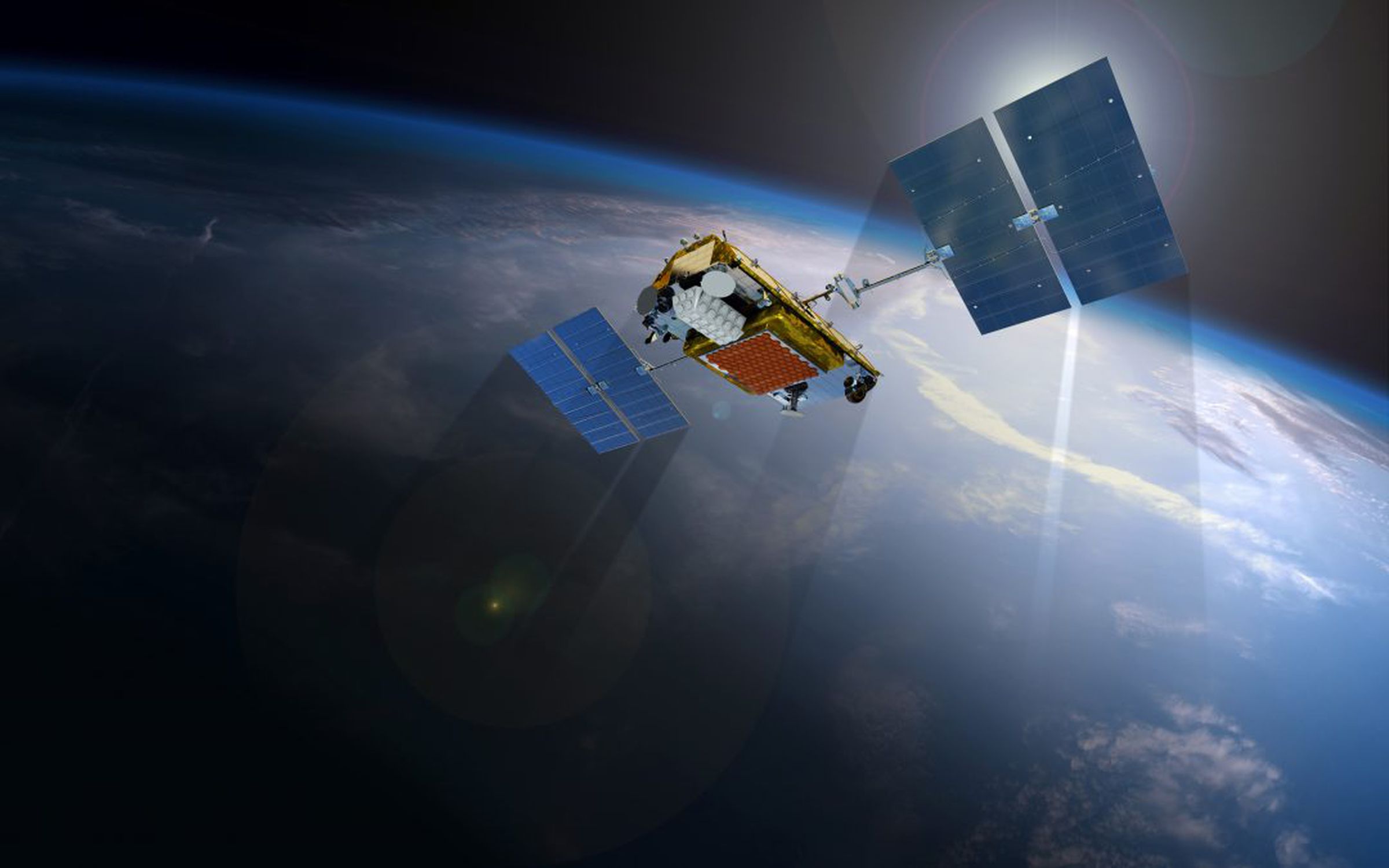 An artistic rendering of what an Iridium NEXT satellite