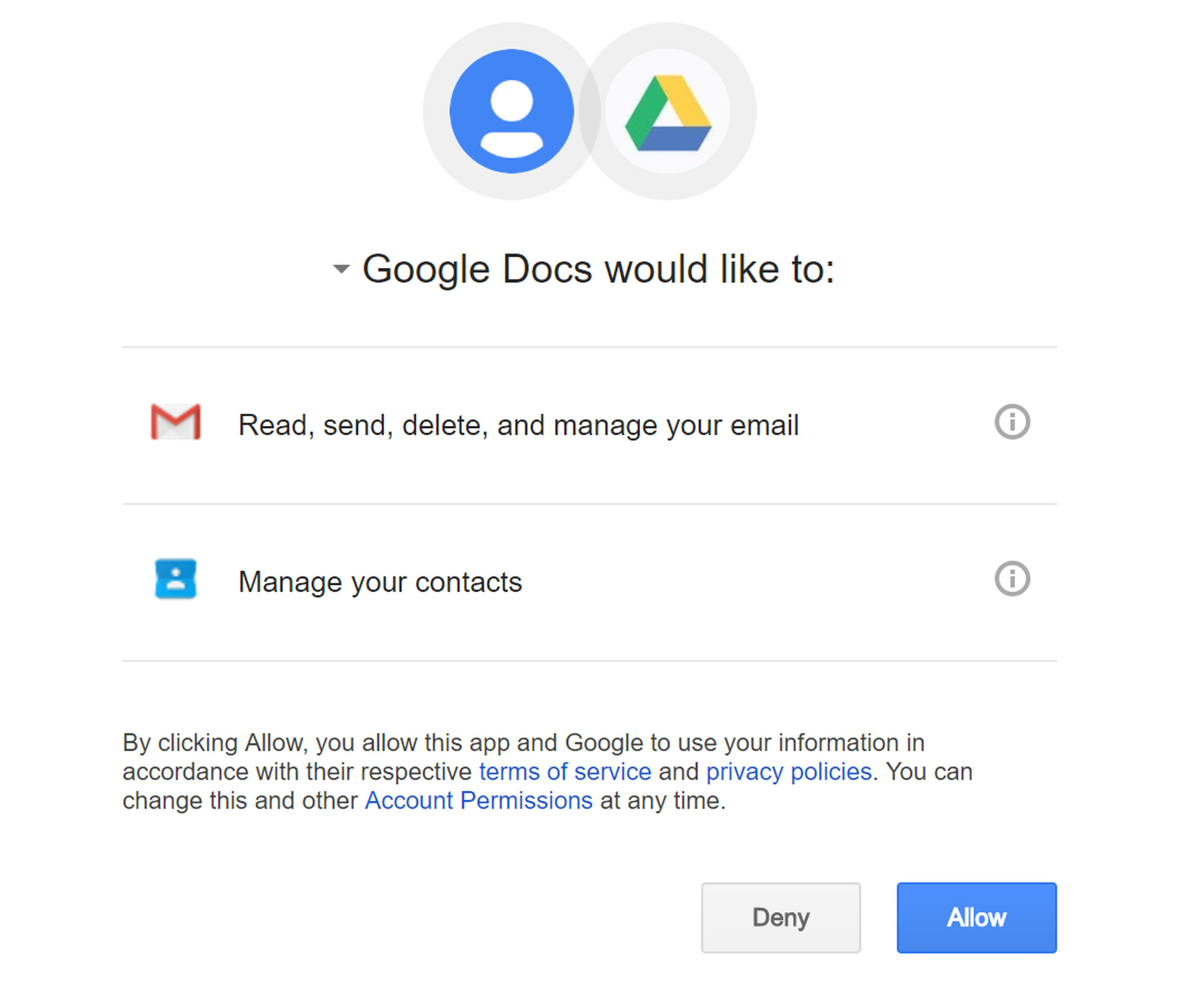 Google Docs phishing screen
