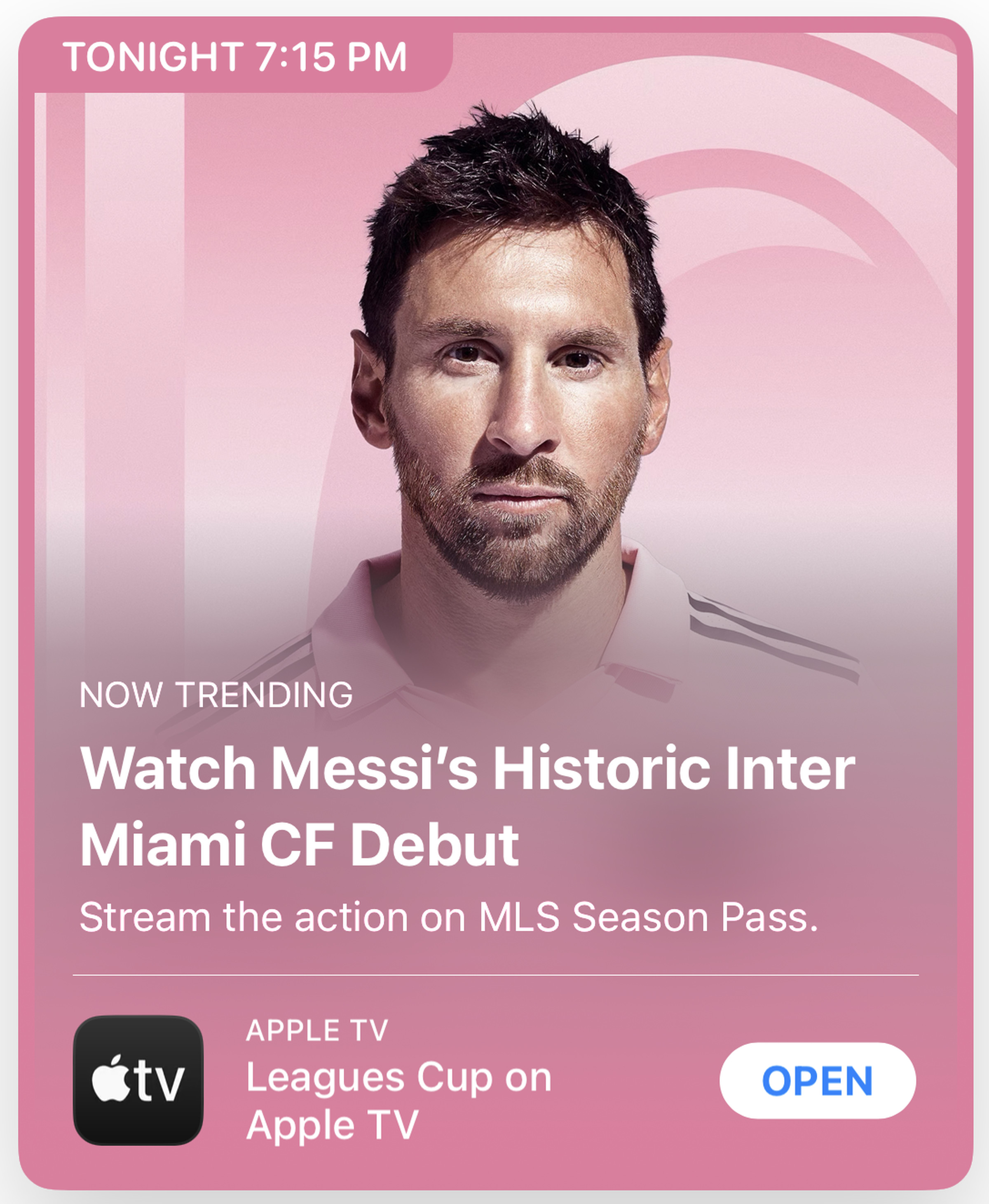 A screenshot of Lionel Messi in Apple’s App Store.