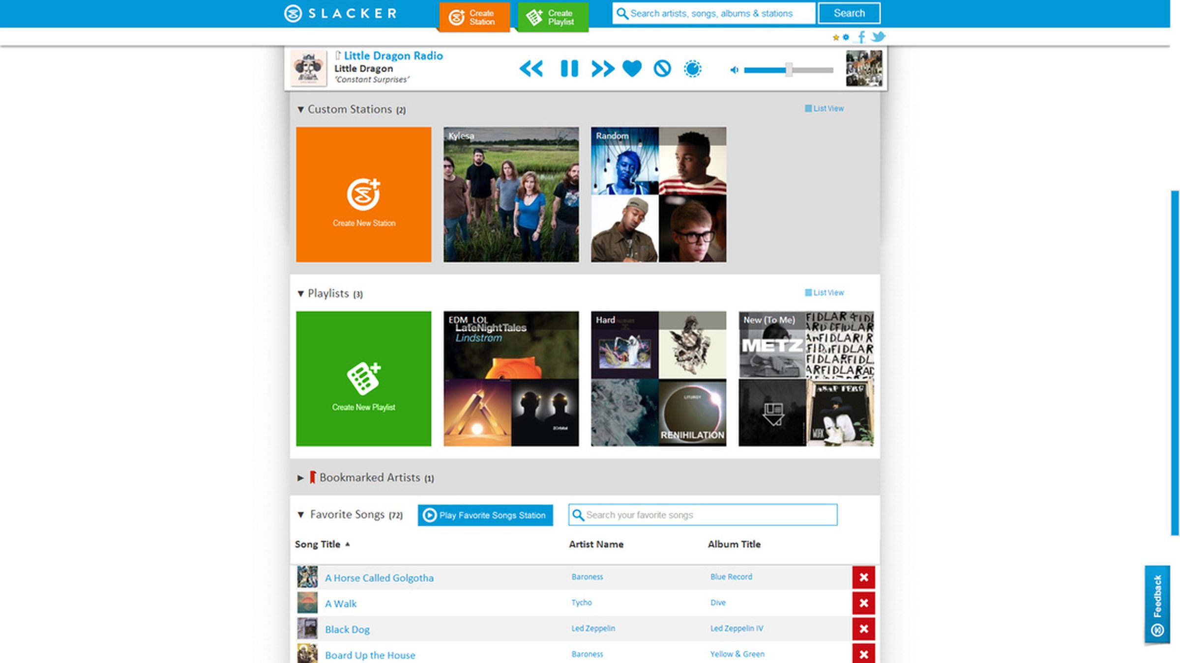 Slacker 2013 redesign screenshots