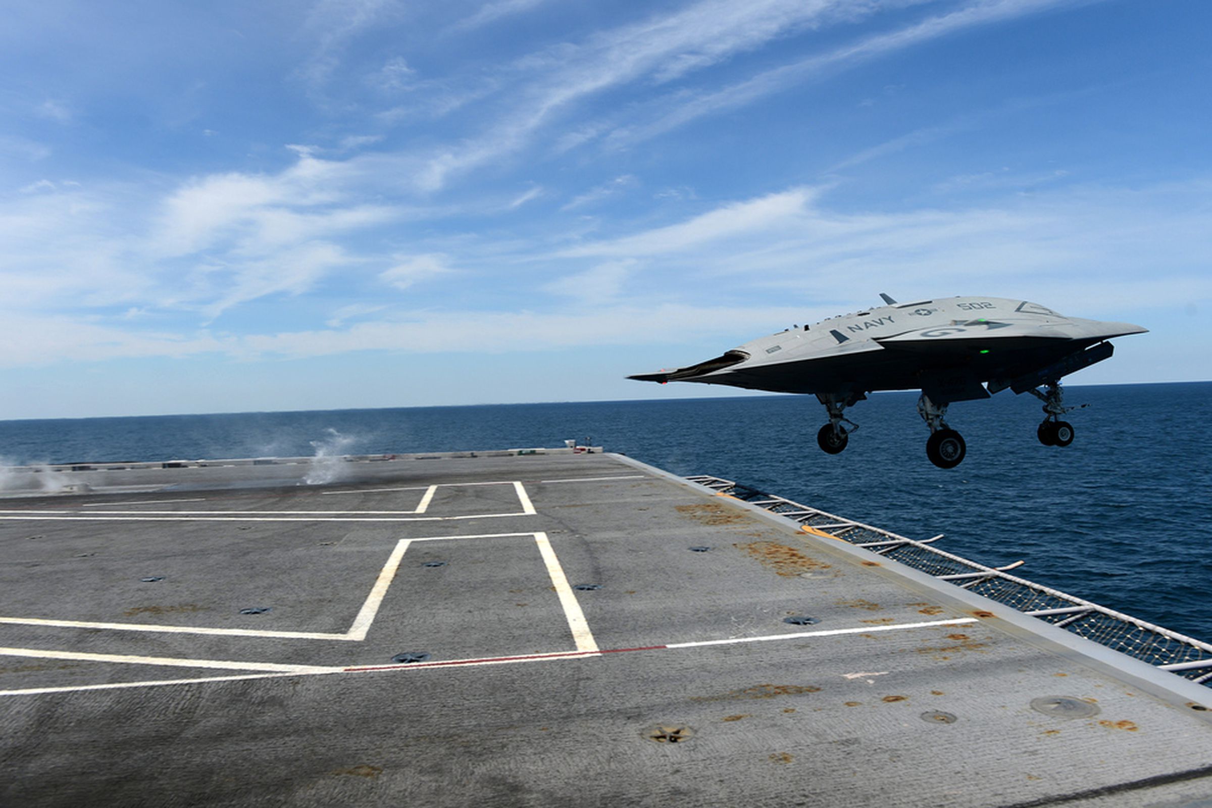 Navy X-47B drone takes off from aircraft carrier