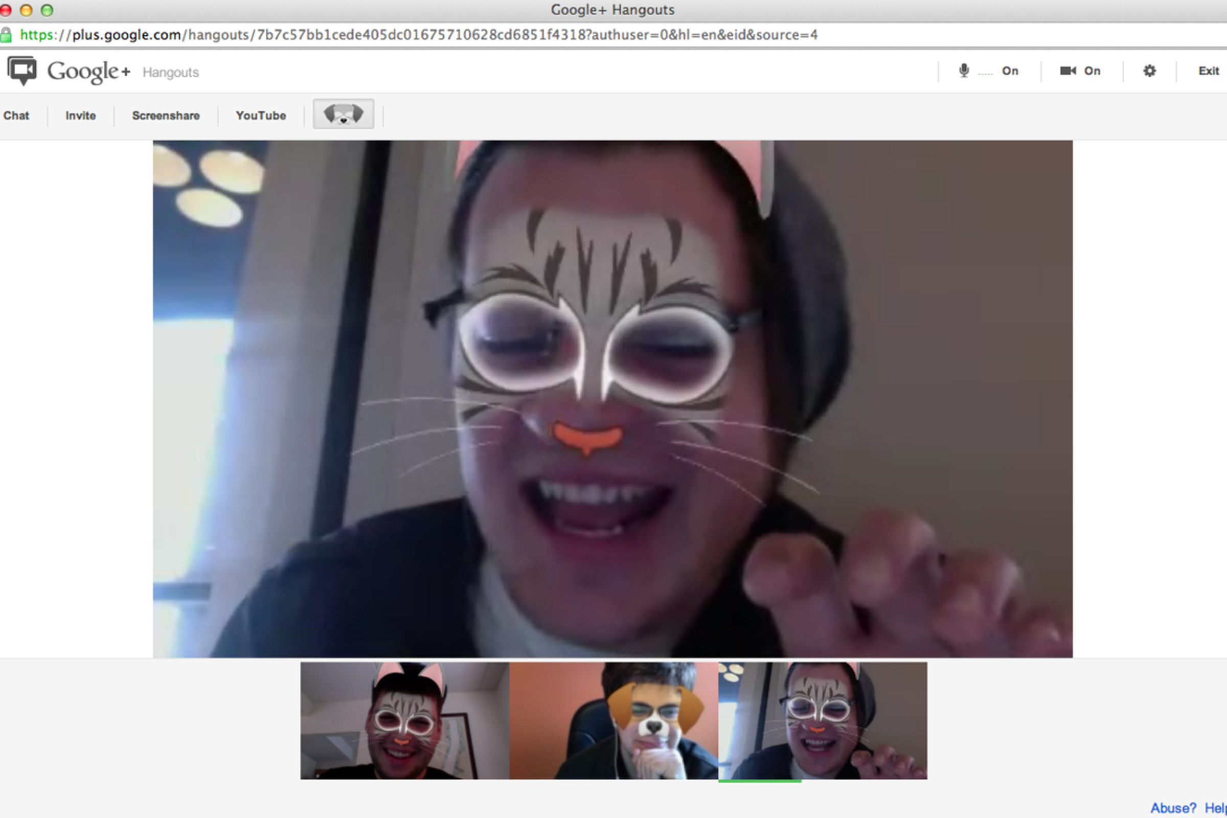 Google+ Hangout masks Paul Miller