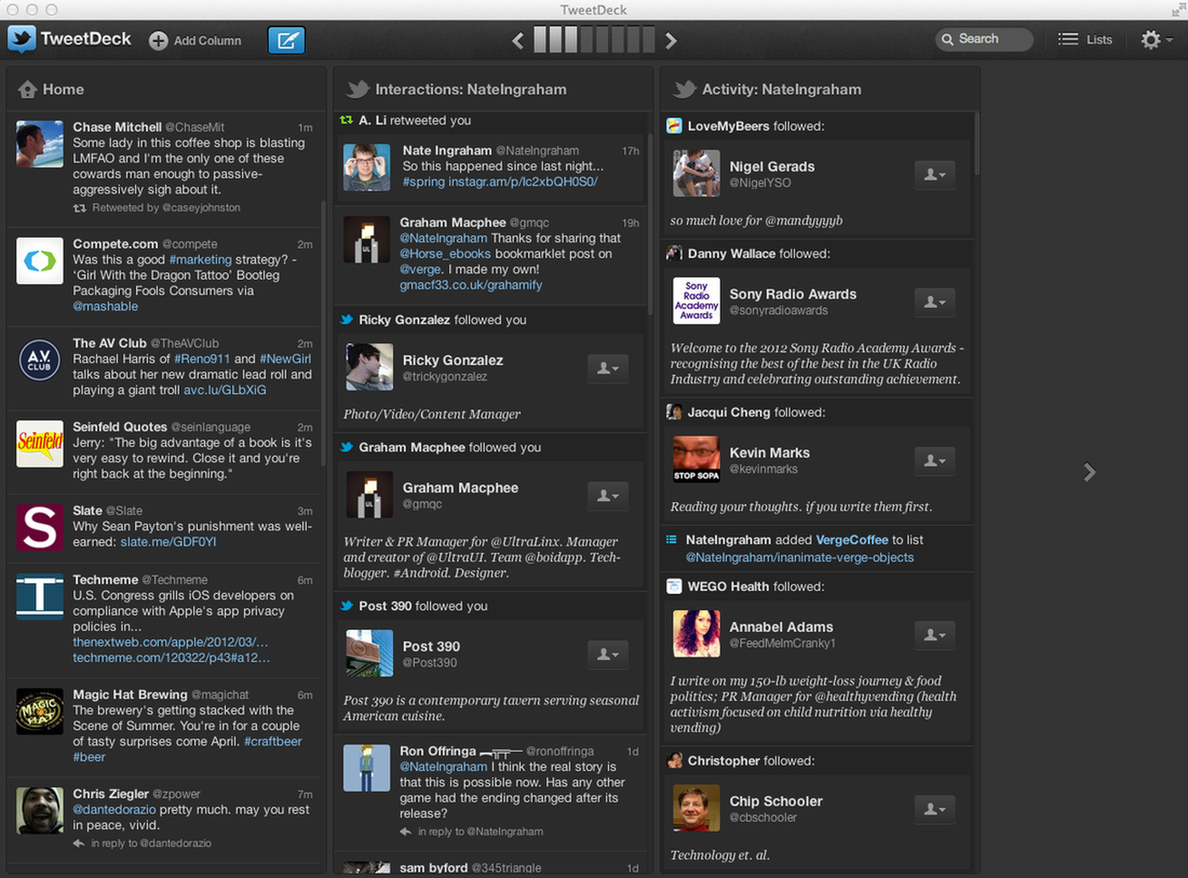 TweetDeck v1.3 screenshots
