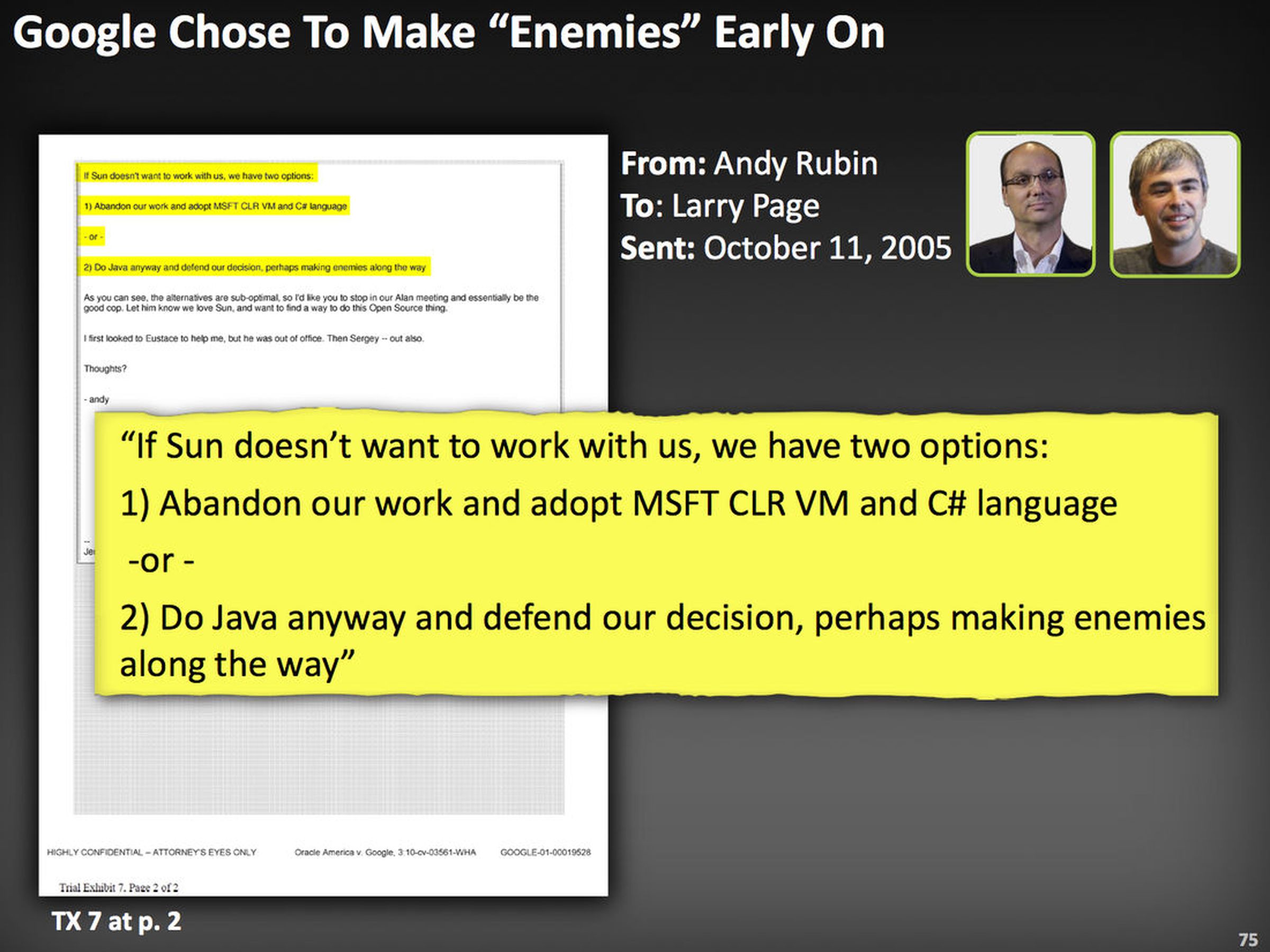Select slides from Oracle's closing argument