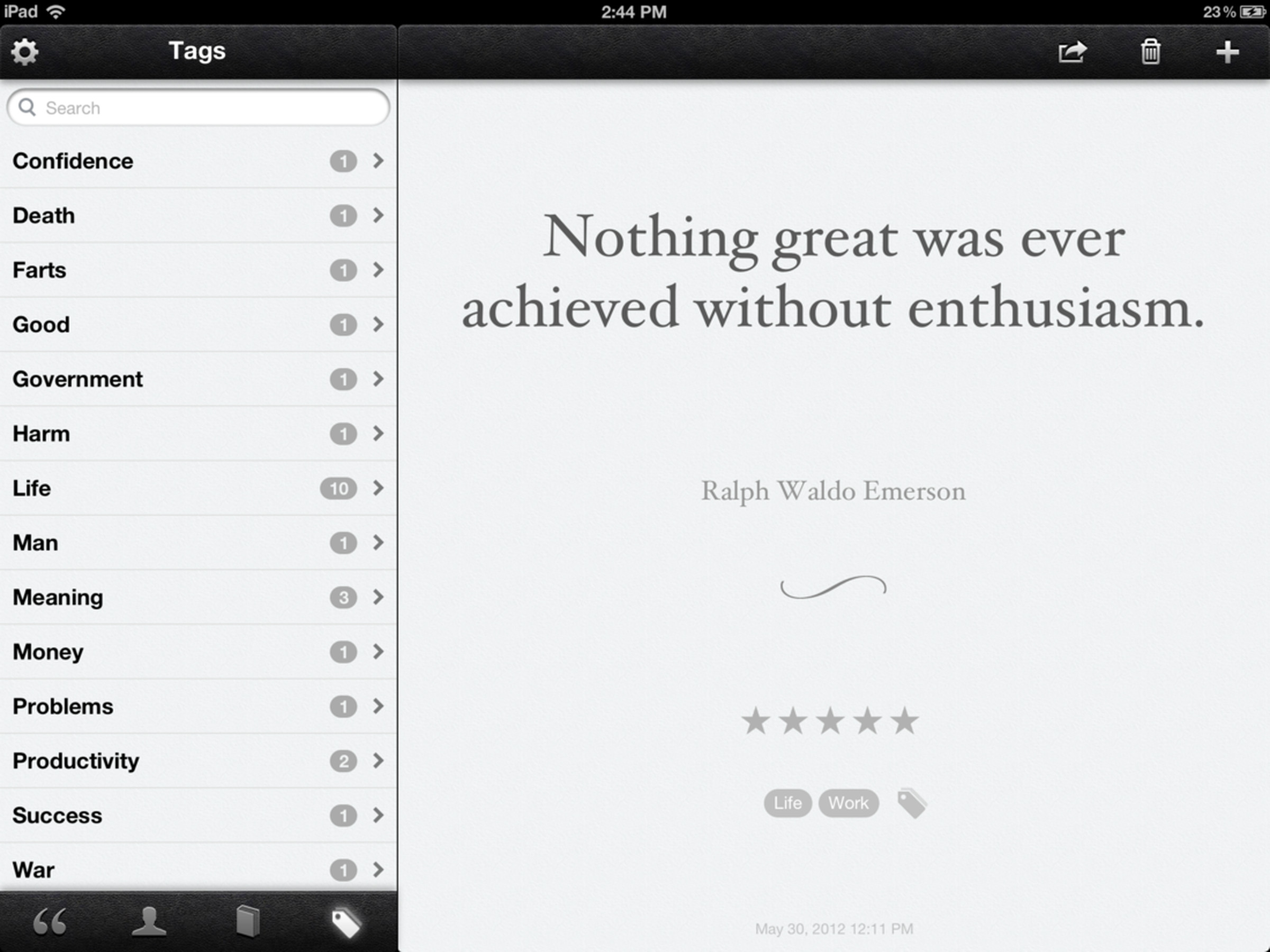 Quotebook for iPad screenshots