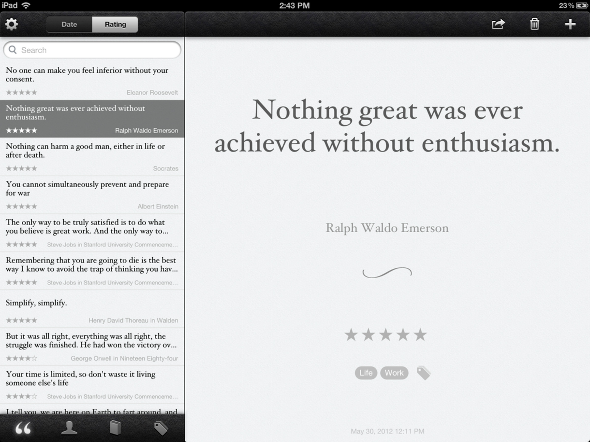 Quotebook for iPad screenshots