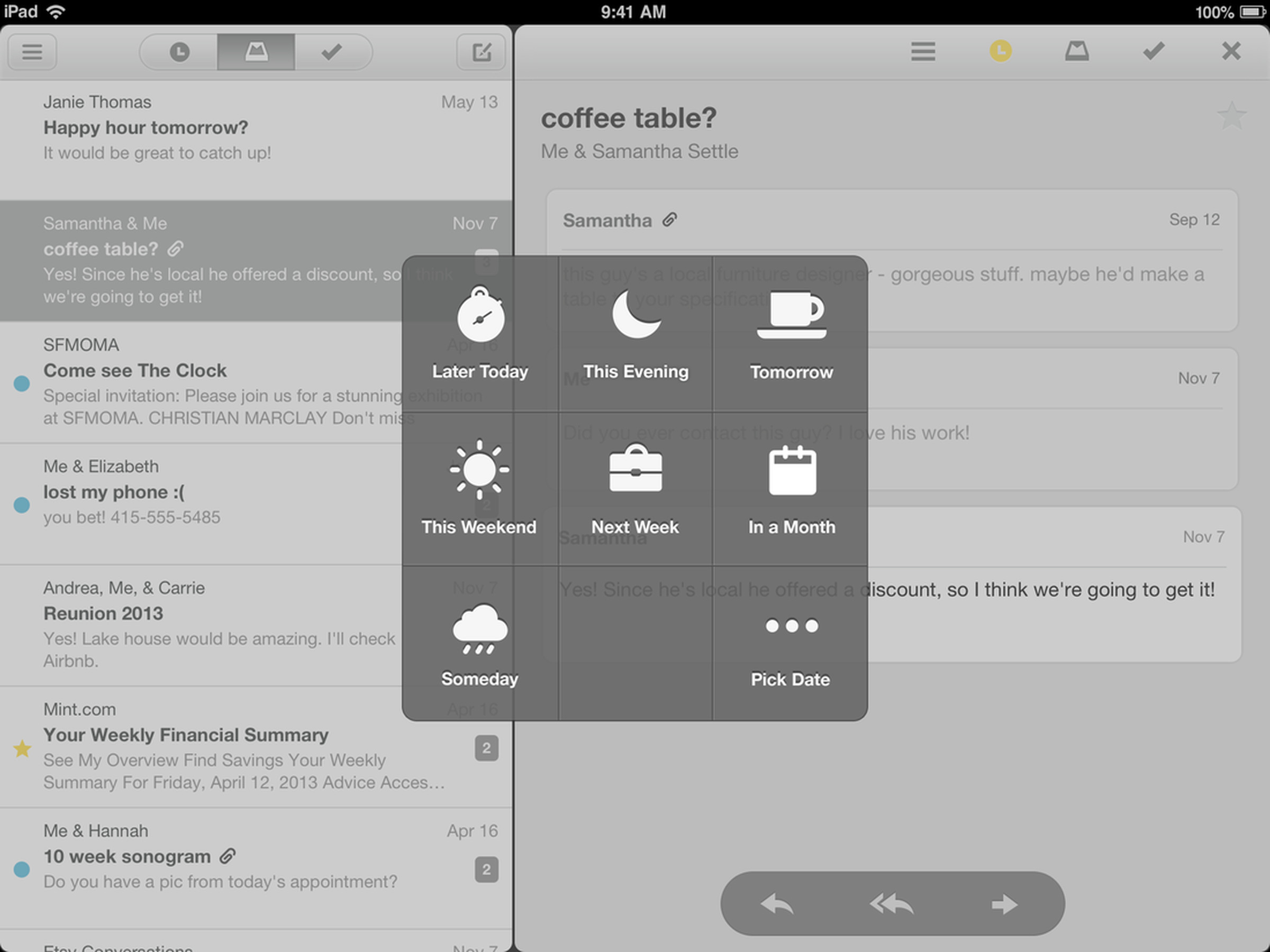 Mailbox for iPad screenshots