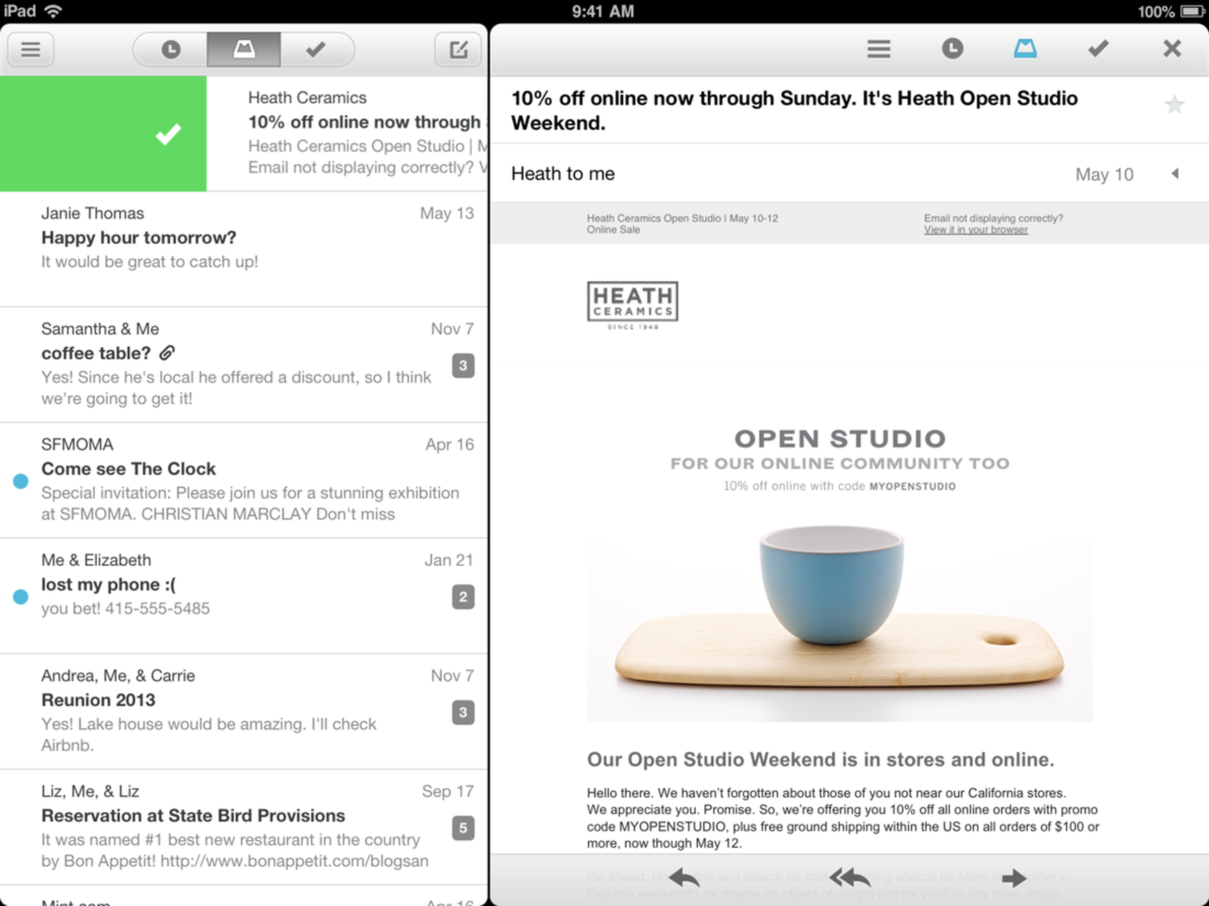 Mailbox for iPad screenshots