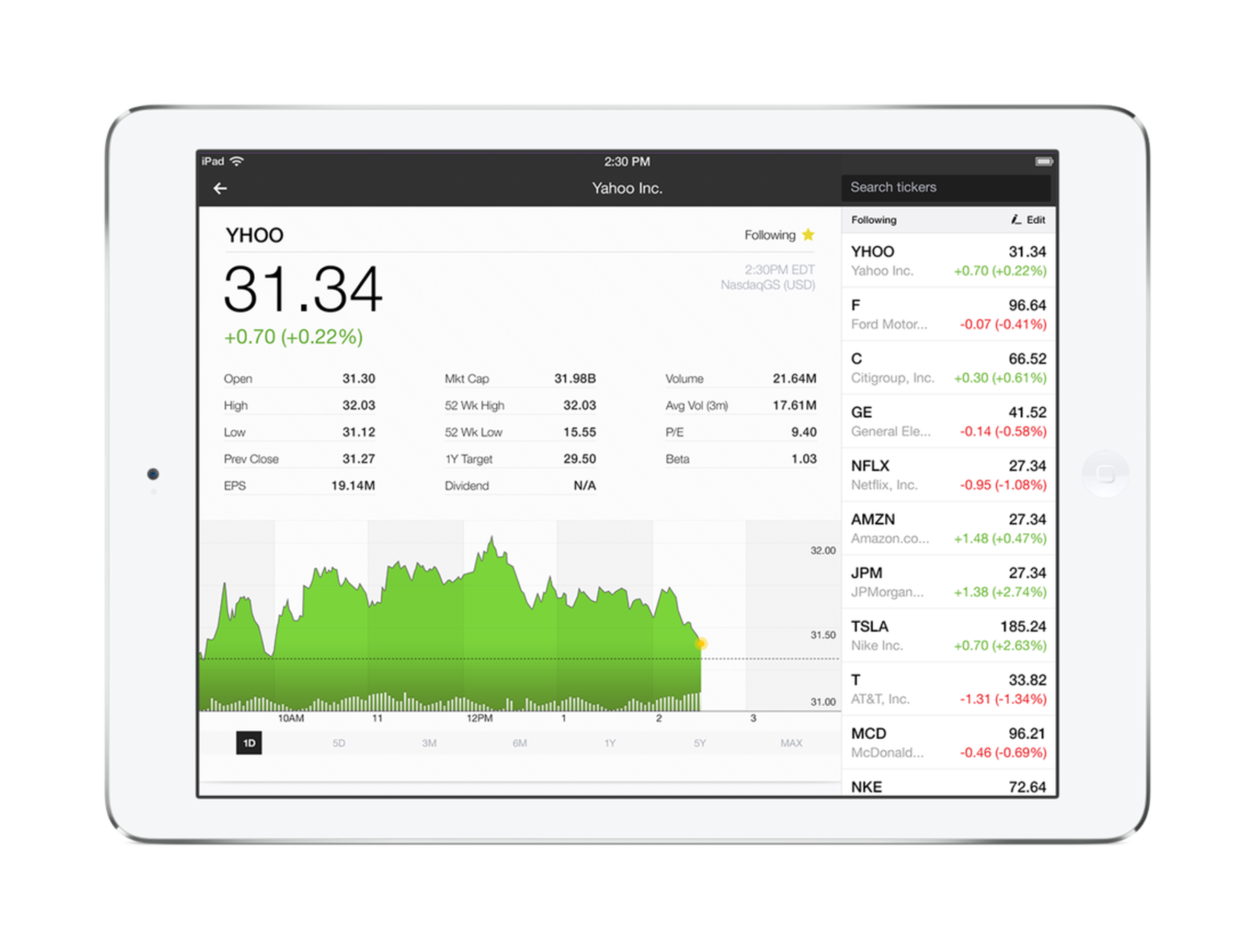 Yahoo Finance redesign for web and iOS